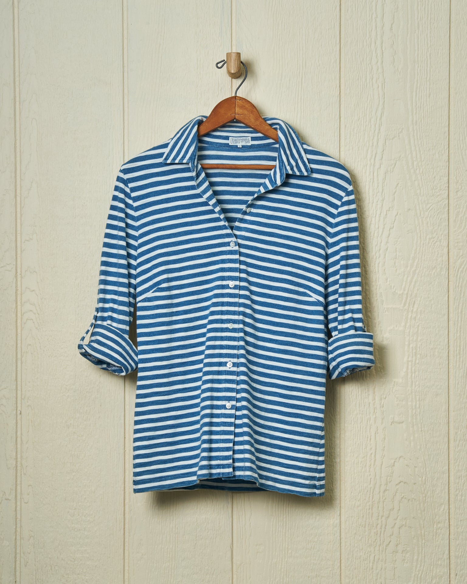 Avalon Indigo Knit Top - Blue & White Striped Women's Casual Shirt for Everyday Wear & Layering