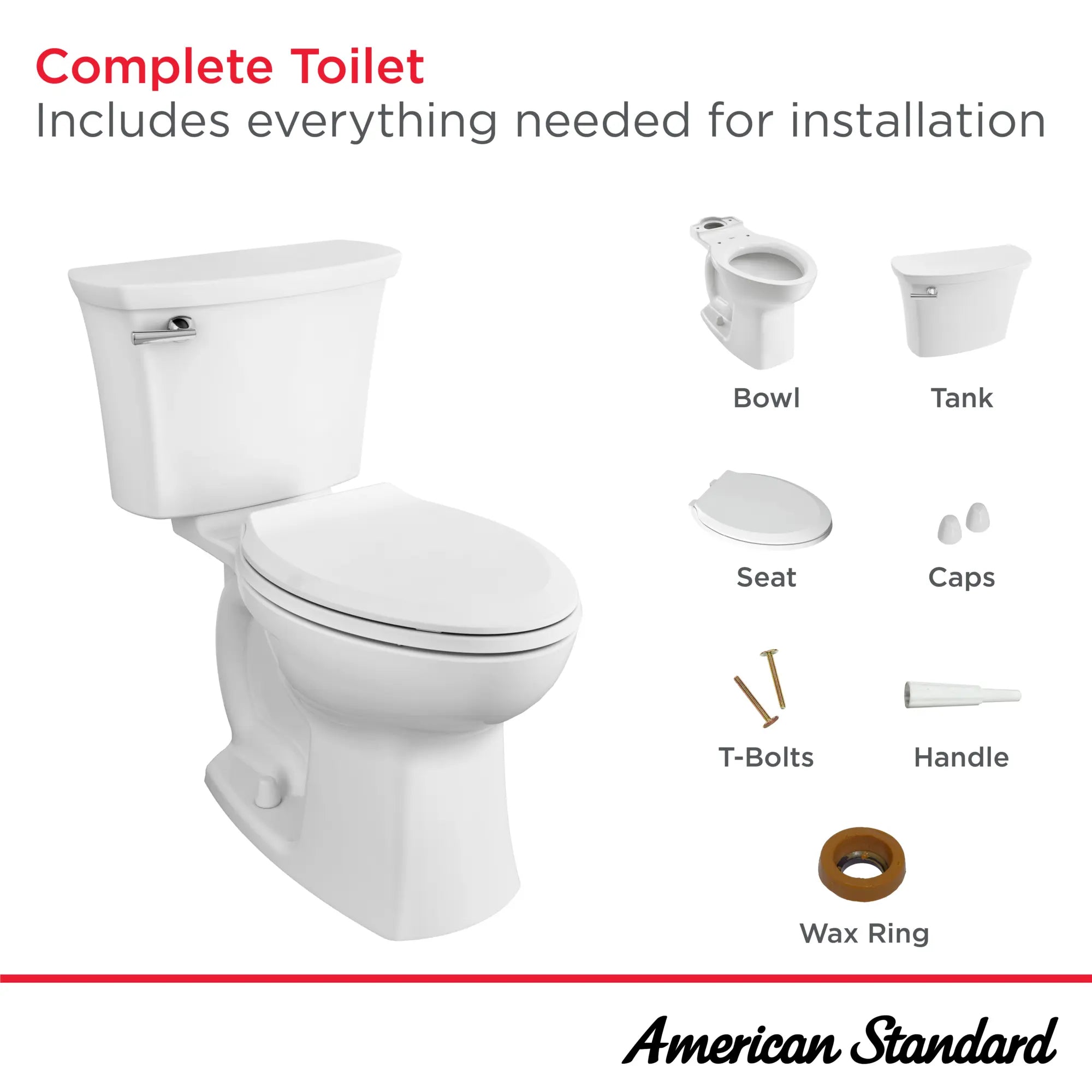 Edgemere Two-Piece 1.28 GPF/4.8 LPF Elongated Toilet with Chair Height & 10-Inch Rough-In Seat - Water-Efficient Bathroom Upgrade for Modern Homes & Commercial Spaces