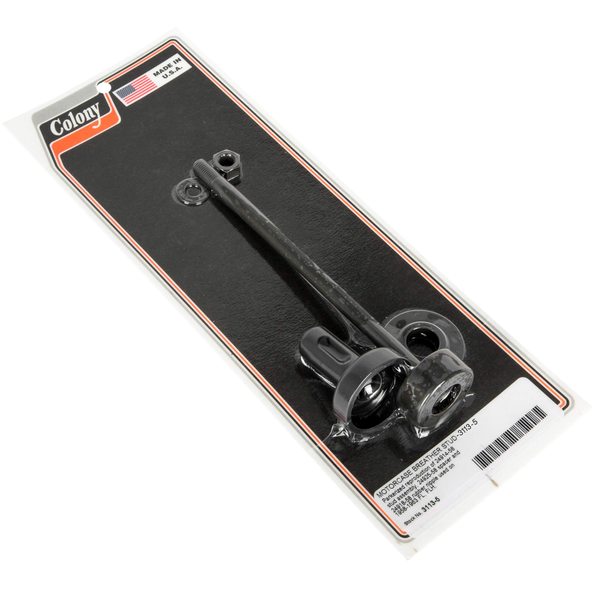 1958-1963 Harley Davidson FL/FLH 5 Motor Case Breather Stud #3113 - Parkerized Finish for Enhanced Durability - Perfect for Vintage Bike Restoration & Engine Maintenance