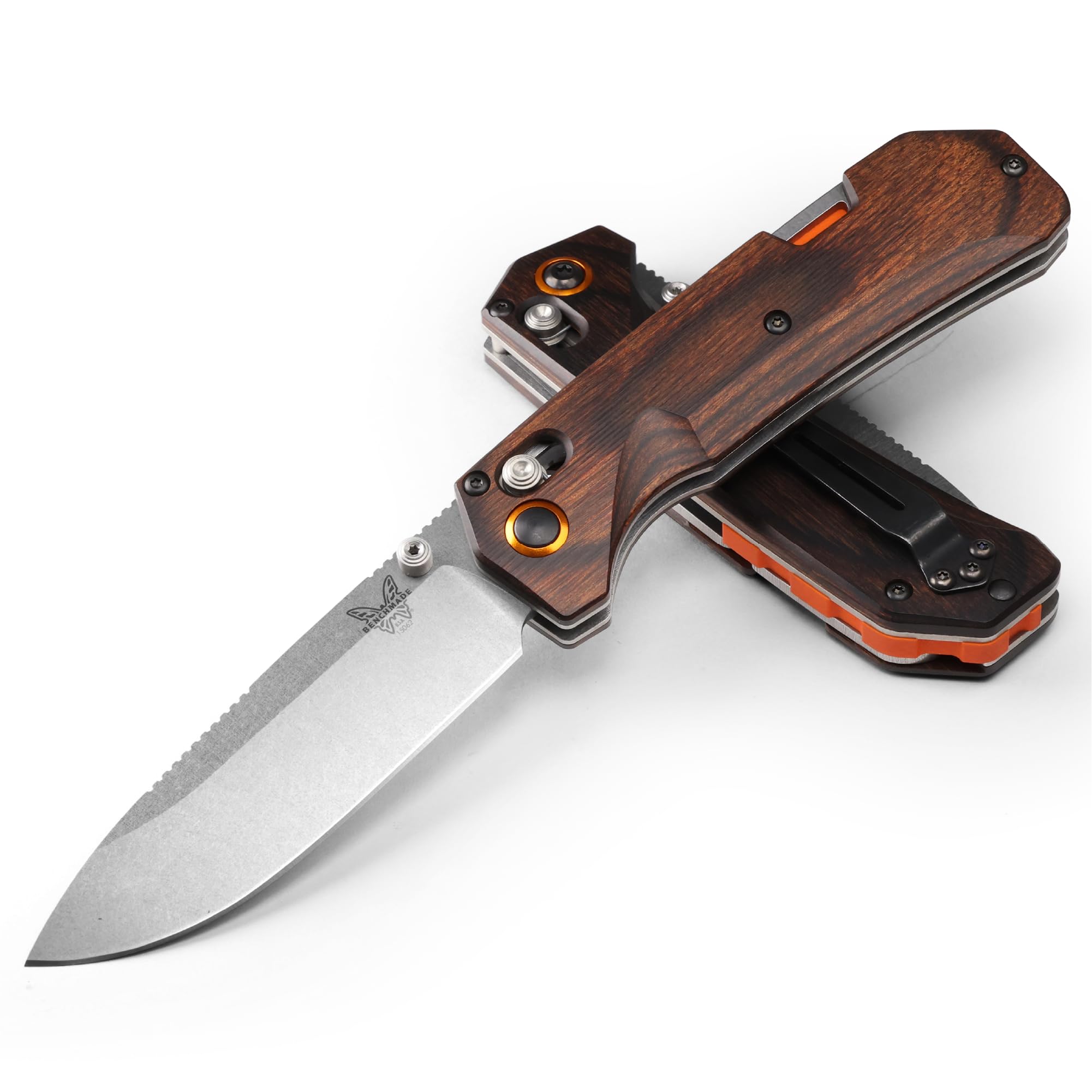 Benchmade Grizzly Creek 15062 EDC Folding Knife with Wood Handle - Outdoor Camping, Hunting & Everyday Carry Pocket Knife