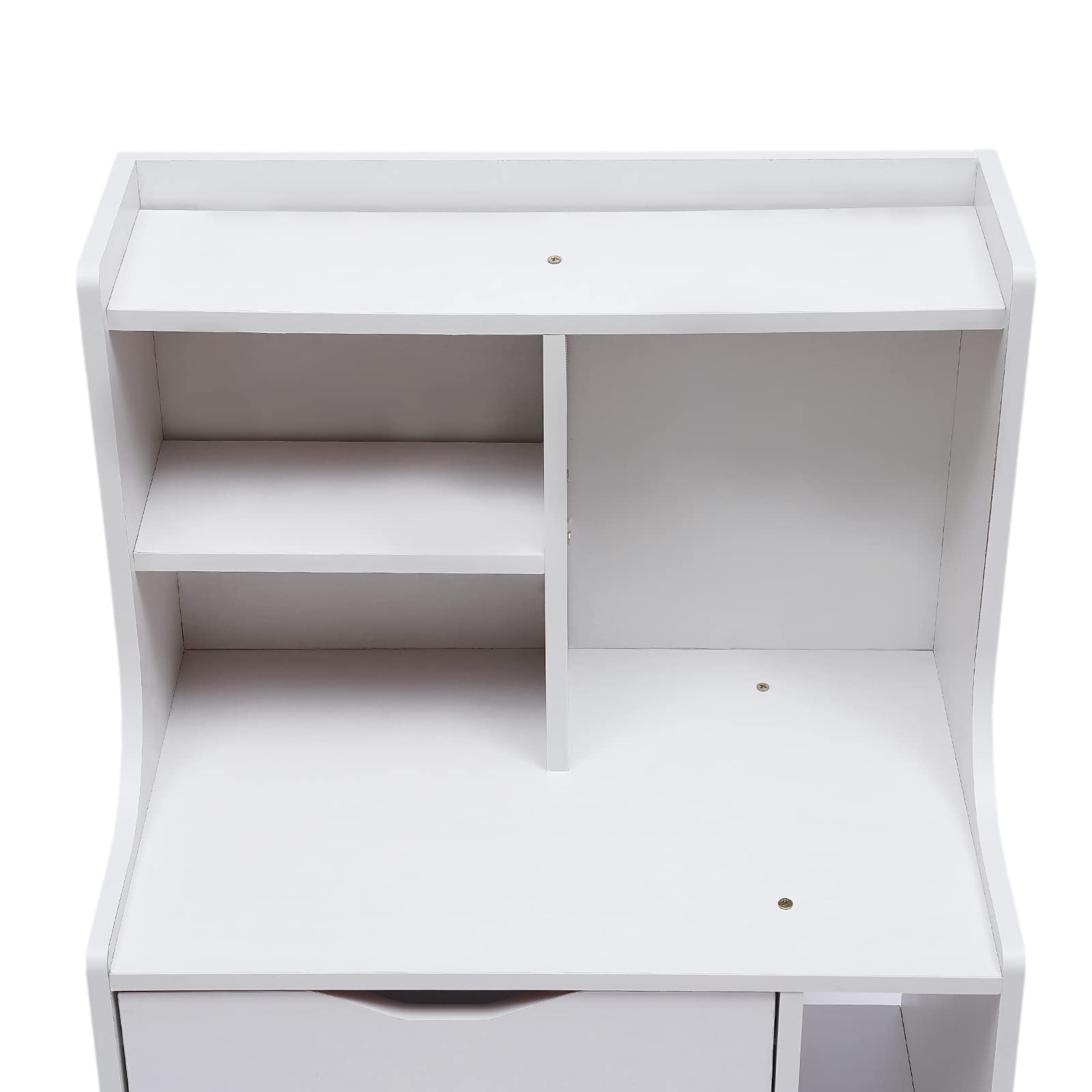 Modern Smart Nightstand with 2 Drawers & Open Storage - White Bedside Cabinet for Bedrooms | Versatile End Table for Home Office, Living Room & Guest Room Organization