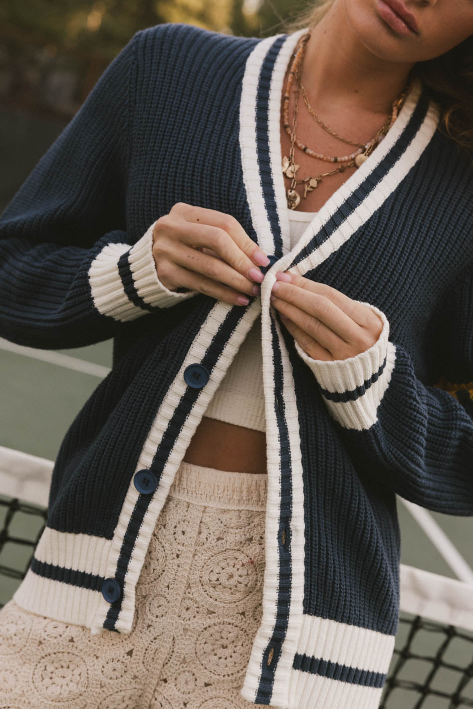 Aurelia Knit Cardigan Women's Navy Blue Lightweight Open Front Sweater for Fall & Winter Layering | Office, Casual, Date Night Outfits