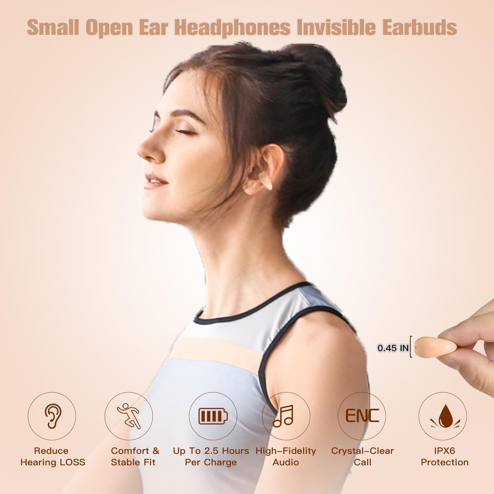 Wireless Bone Conduction Headphones - Open Ear Bluetooth Earbuds for Sports & Running, Sweatproof Clip-On Headphones with Secure Fit - Perfect for Gym, Cycling & Outdoor Activities