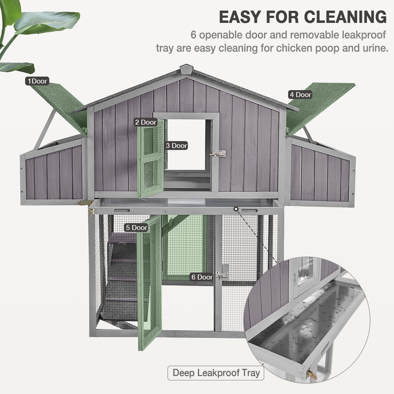 Large Folding Chicken Coop - Easy Setup Portable Outdoor Chicken House with 2 Nesting Boxes, Leakproof Pull-out Tray & UV-Resistant Roof | Perfect for Backyard Poultry, Small Farms & Urban Chicken Keeping
