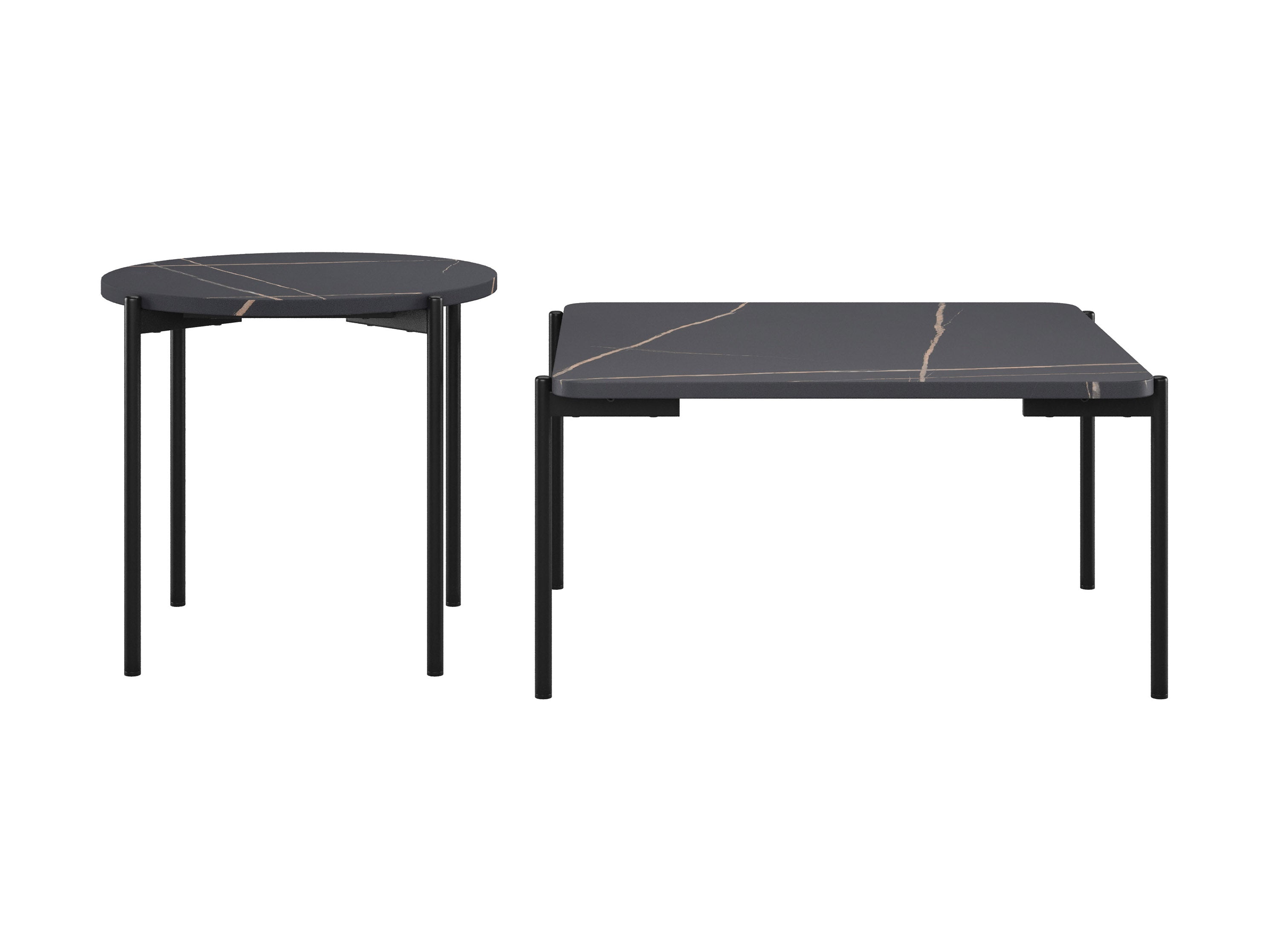 Elegant Black Marble Coffee Table Set - Modern Living Room Furniture for Home Decor & Entertainment Areas | Perfect for Family Gatherings, TV Nights & Stylish Interior Design