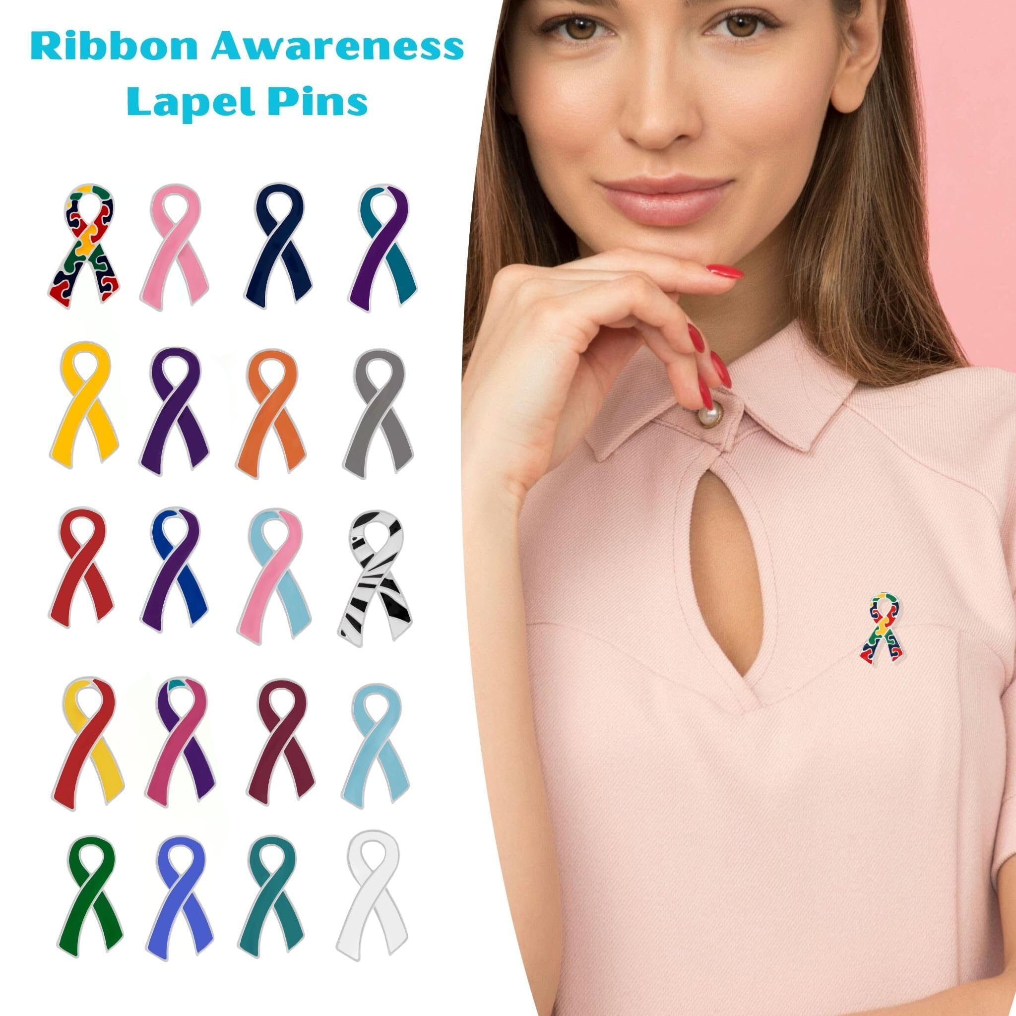 Cancer & Disease Awareness Ribbon Pins - Bulk Pack of 1/5/25/100 Pins for Support Groups, Fundraising & Awareness Campaigns - Perfect for Charity Events, Walks & Awareness Months