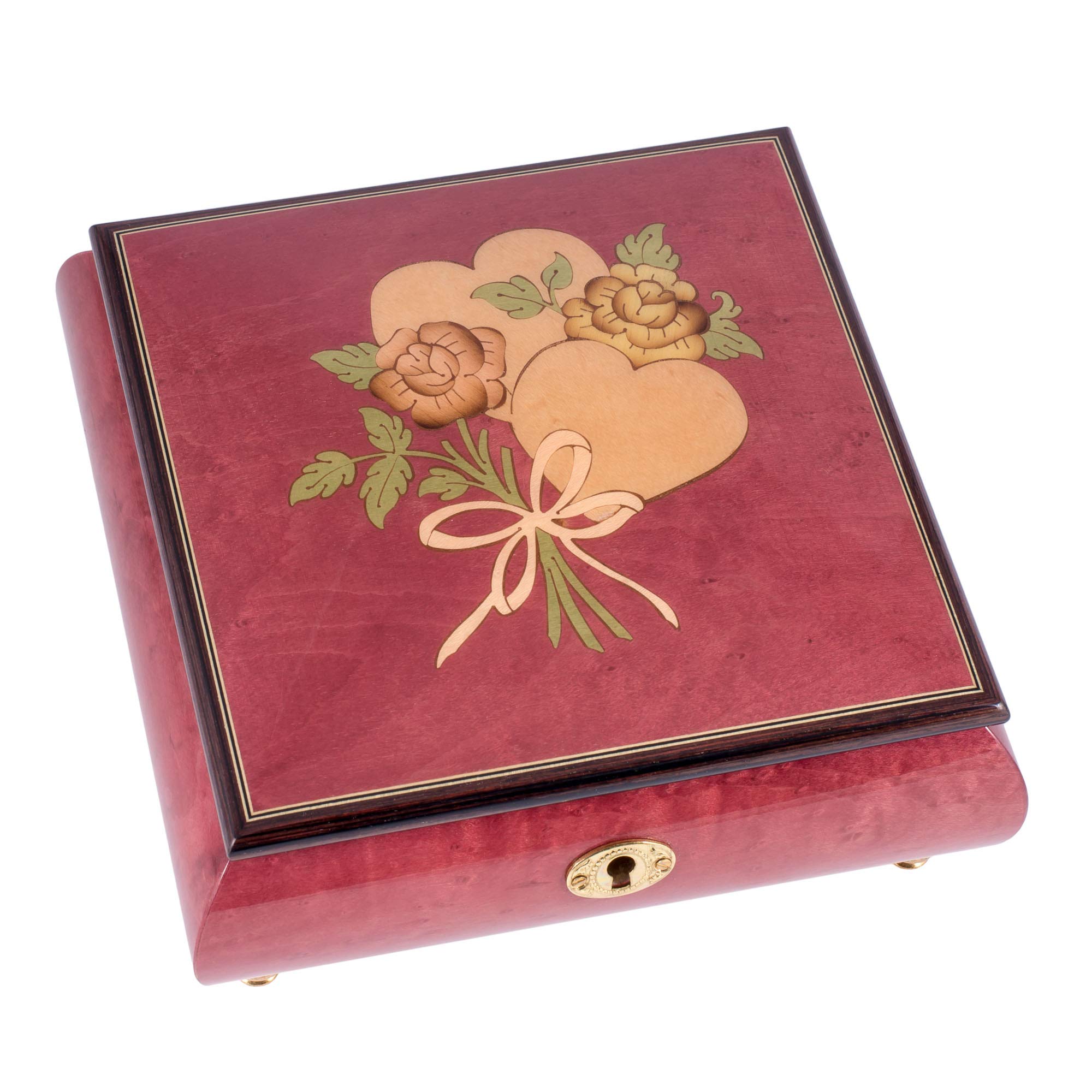 Exquisite Italian Inlaid Double Heart Music Box & Jewelry Box - Customizable Tune Options - Perfect for Romantic Gifts, Wedding Favors & Home Décor