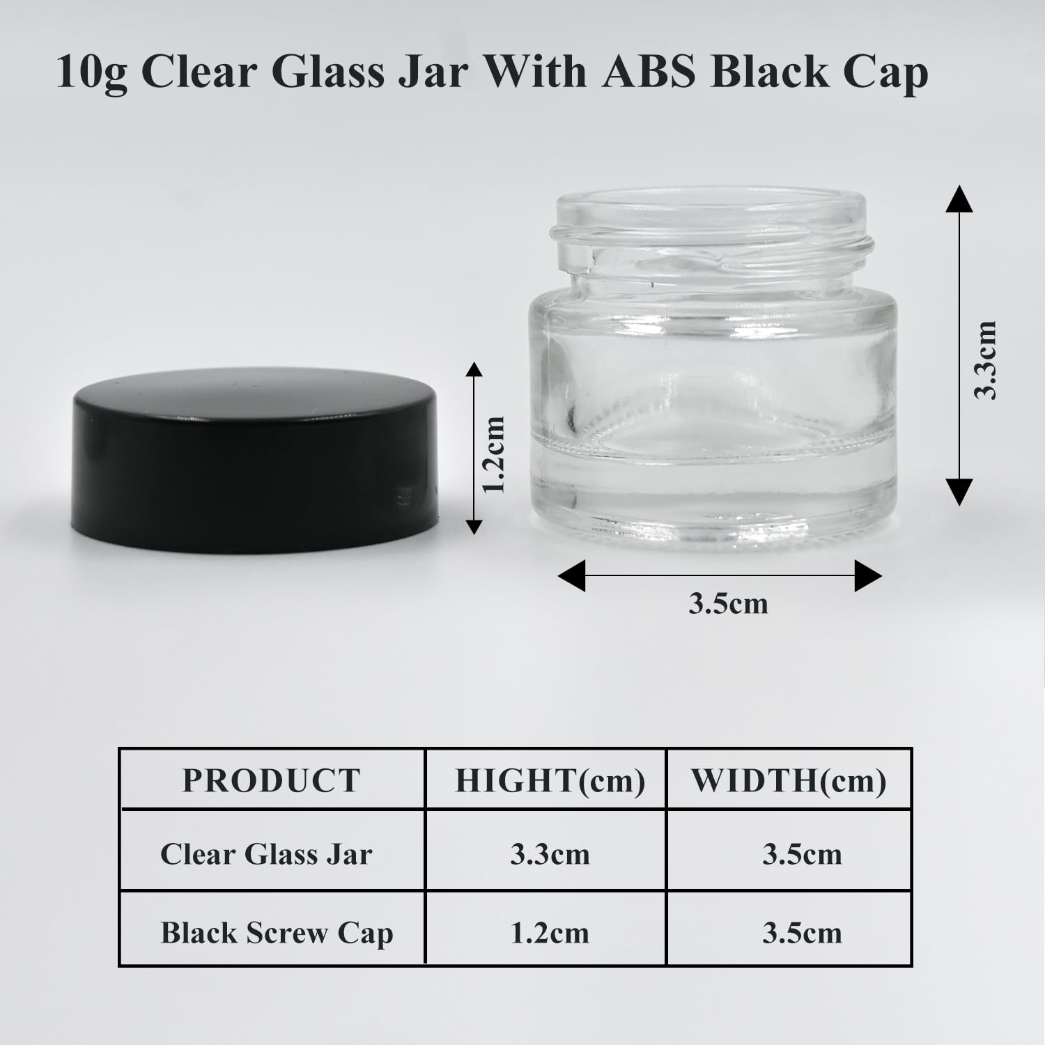 Happy Packaging 10g Clear Round Empty Glass Cosmetic Jars with Black Cap & White Inner Lids - Perfect for DIY Creams, Balms, Face Scrubs & Body Lotions | Ideal for Home Beauty Products, Skincare Storage & Travel Containers
