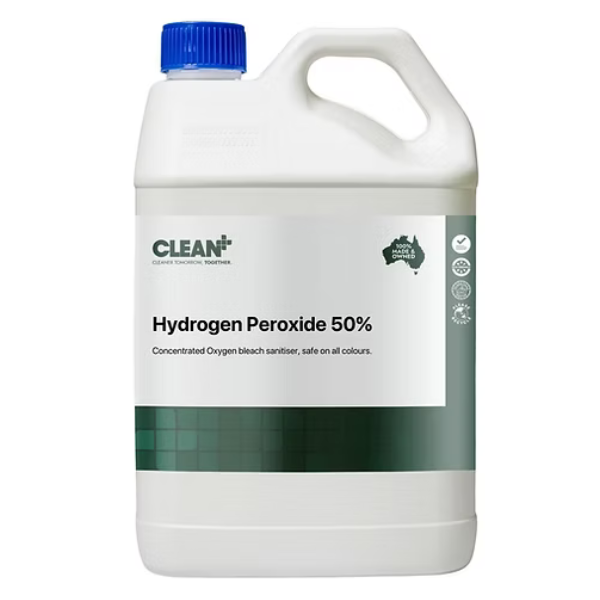 Clean Plus 5L Hydrogen Peroxide 50% Solution - Industrial Strength Disinfectant for Cleaning, Sanitizing & Wound Care - Perfect for Home, Medical & Laboratory Use