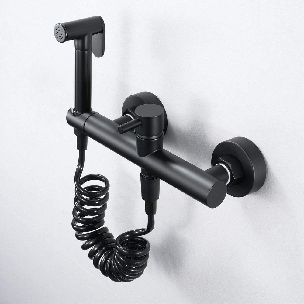 **Adjustable Pressure Handheld Toilet Sprayer - Wall Mounted Black Faucet Sprayer for Diaper Cleaning, Cloth Washing & Bathroom Use**