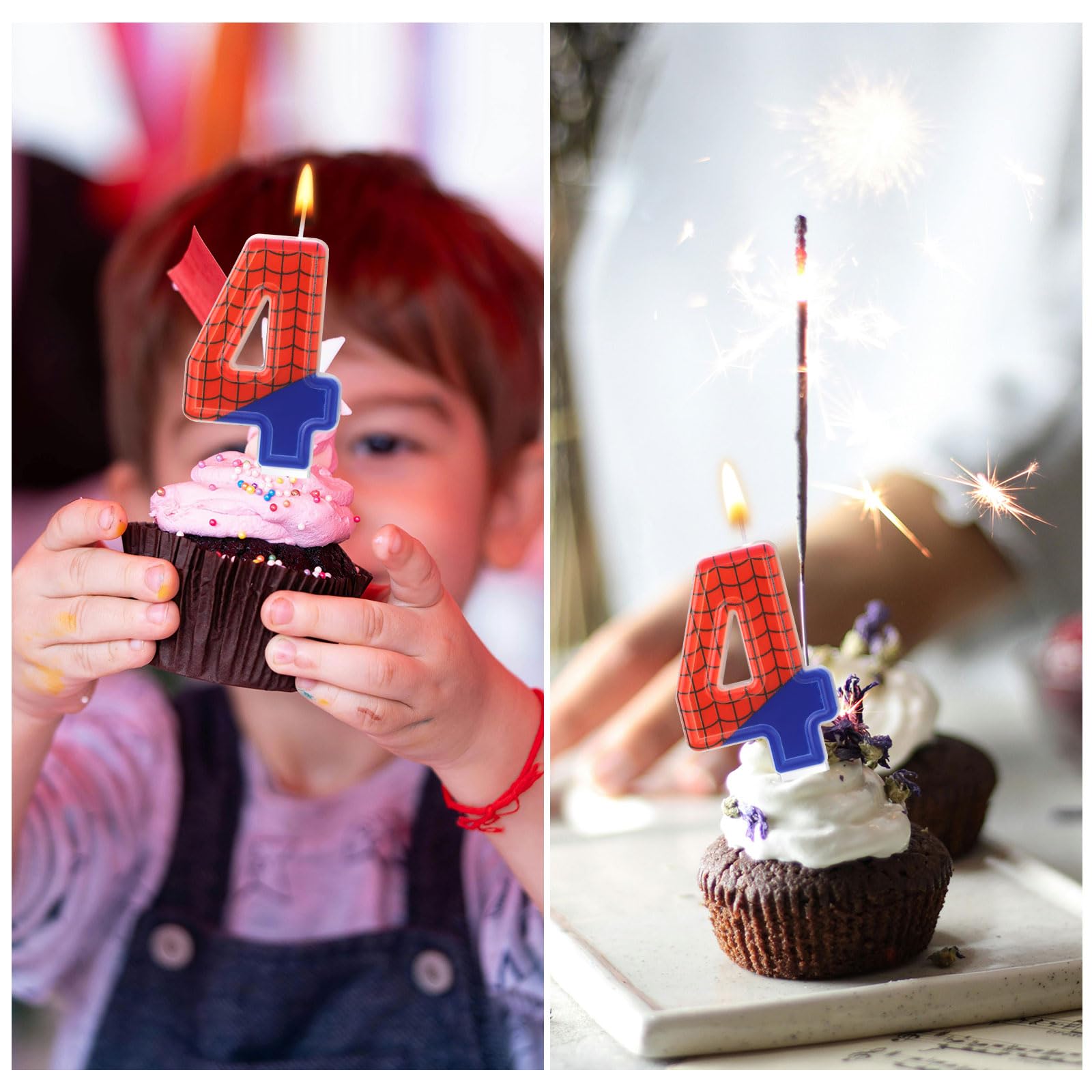 Spider Themed Birthday Candles - Spider Web Number Cake Topper Candles for Boys Birthday Party & Halloween Decorations (Set of 4) | Perfect for Spooky Birthday Cakes, Halloween Desserts, and Themed Party Decor