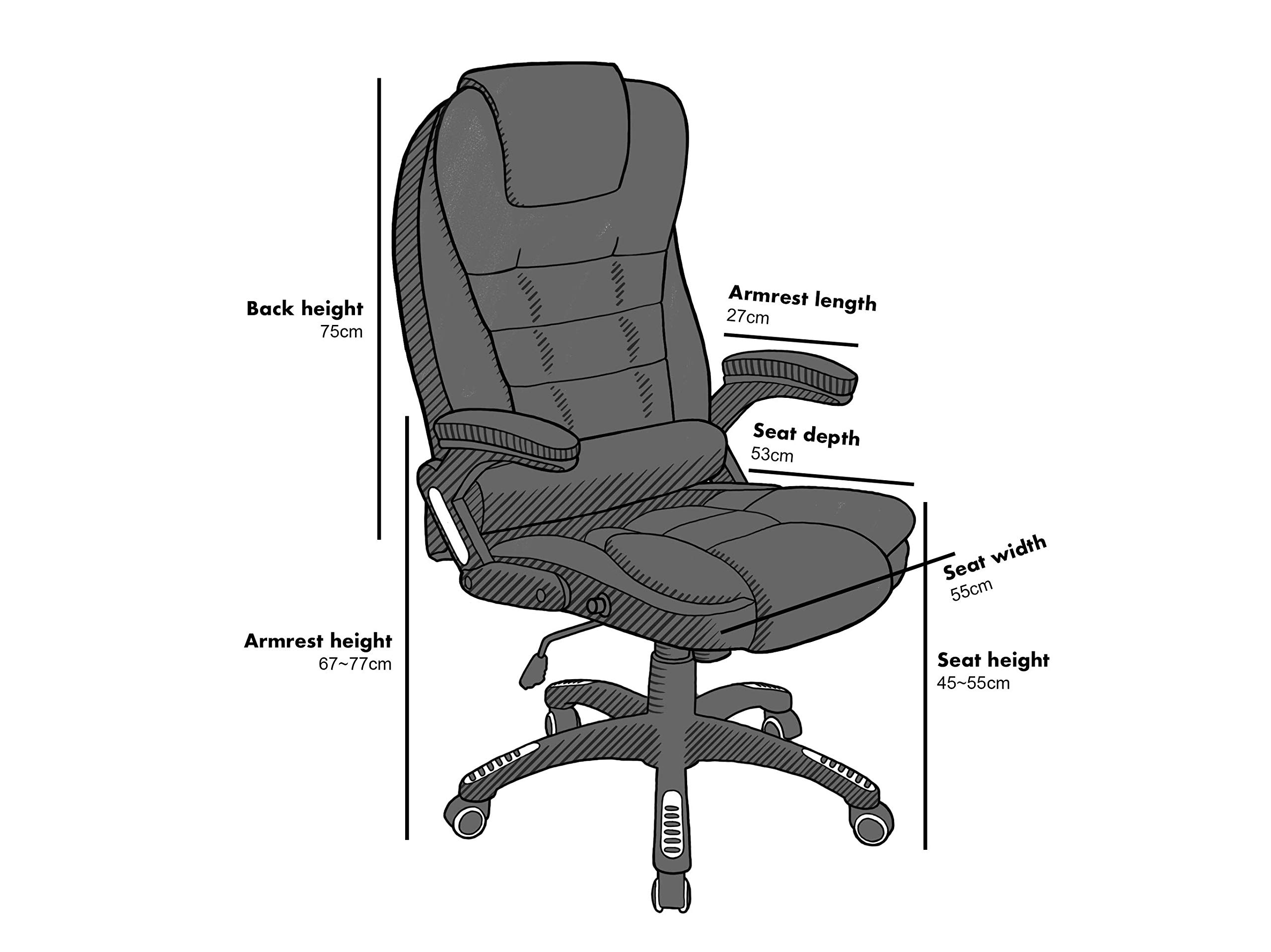 Premium High Back Executive Office Chair with Extra Padding & Reclining Function - Ergonomic Brown Leather Desk Chair for Home & Office Workspaces