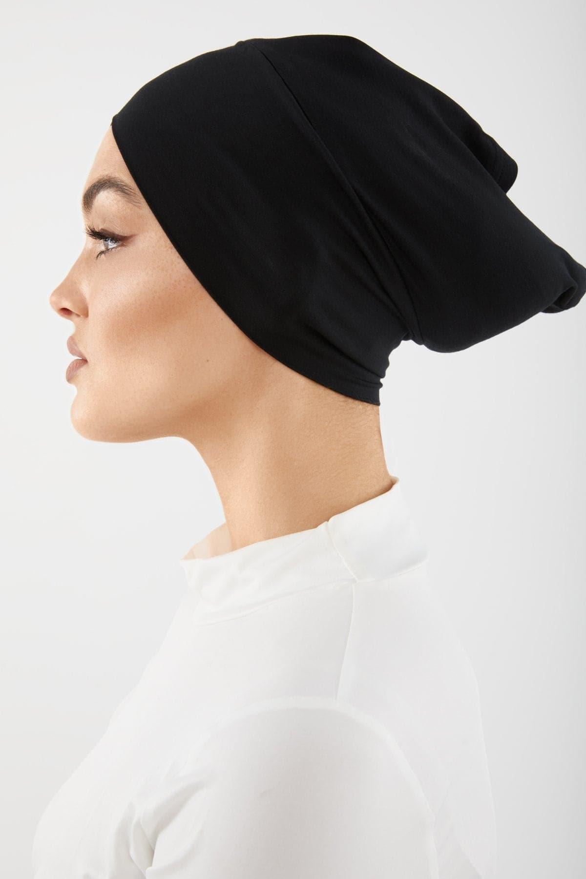 Zena Criss Cross Undercap for Women - Breathable Black Lace Hair Cover - Perfect for Hijab, Wig, and Chemo Headwear