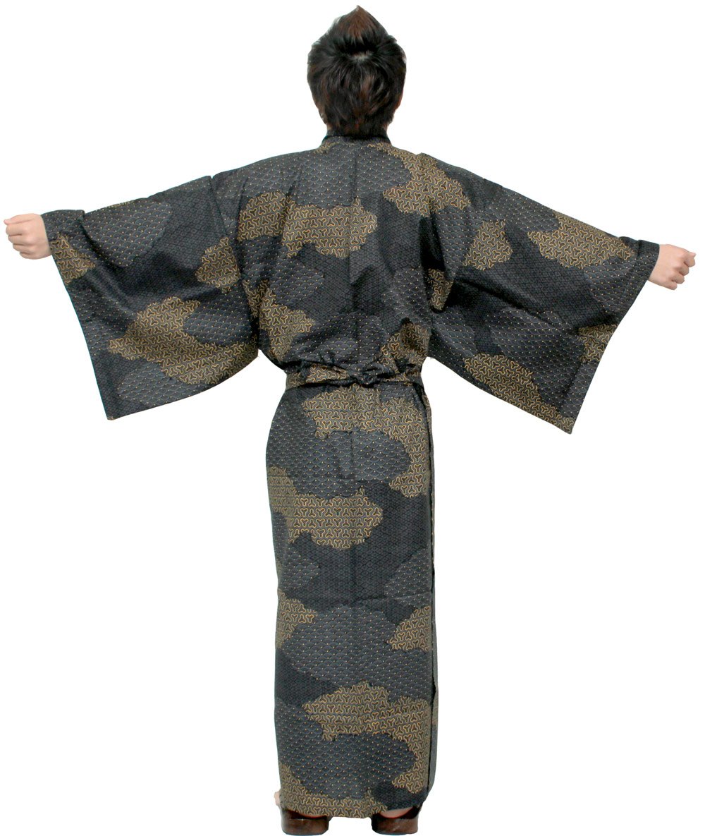 Japanese Kimono Yukata Long Robe for Men - 100% Cotton Traditional Samurai Robe (Small Size 56