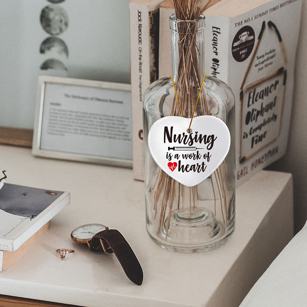 Nurse Appreciation Gifts - Heart Shaped Plaque with 'Nursing is A Work of Heart' Engraving - Thank You Gift for Nurses, Nursing Graduation, Birthday & Christmas - Perfect for Home, Office Decor or Nurse's Week Celebration