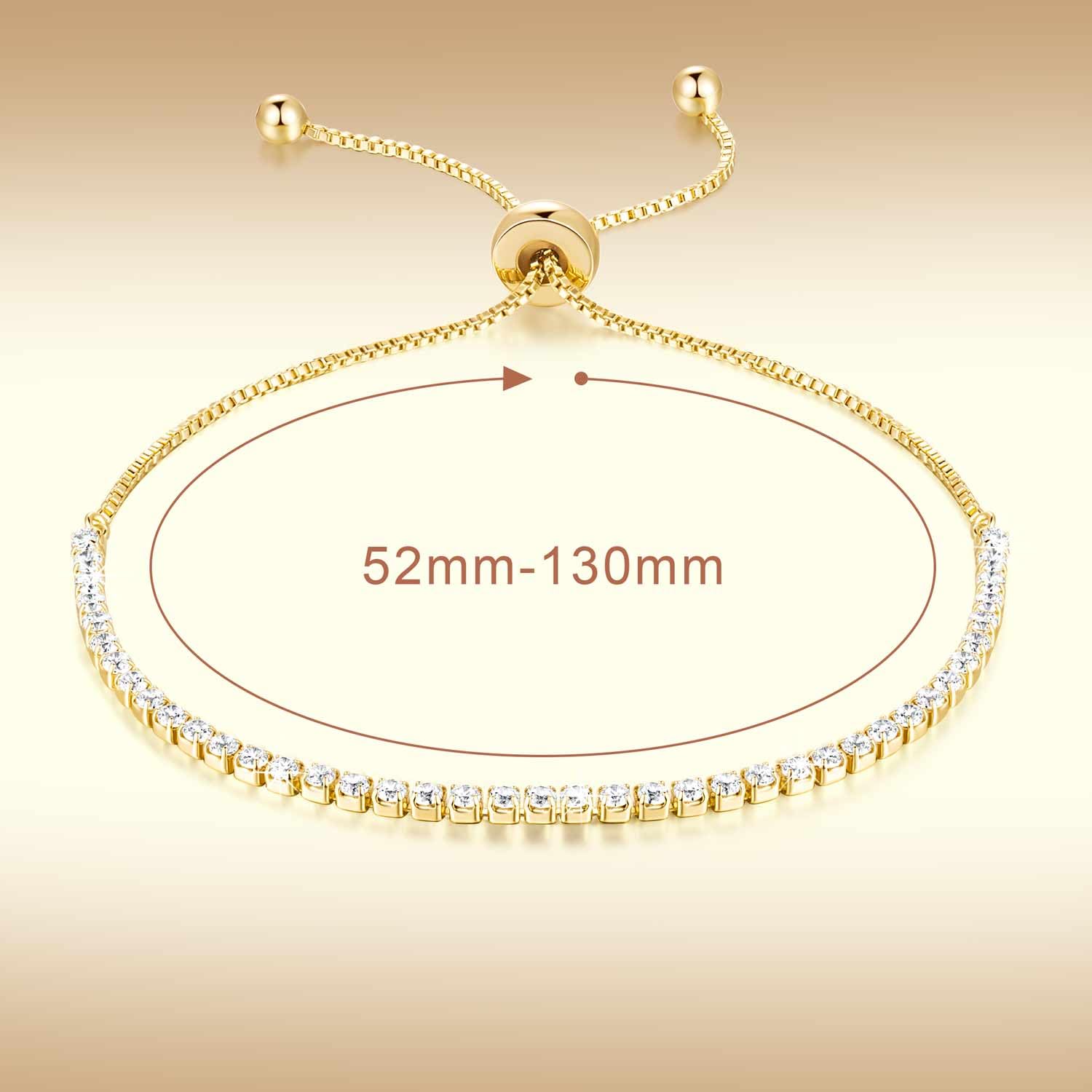 14K Gold Tennis Bracelet for Women | Cubic Zirconia Adjustable Bolo Clasp | Elegant Jewelry for Weddings, Parties & Everyday Wear