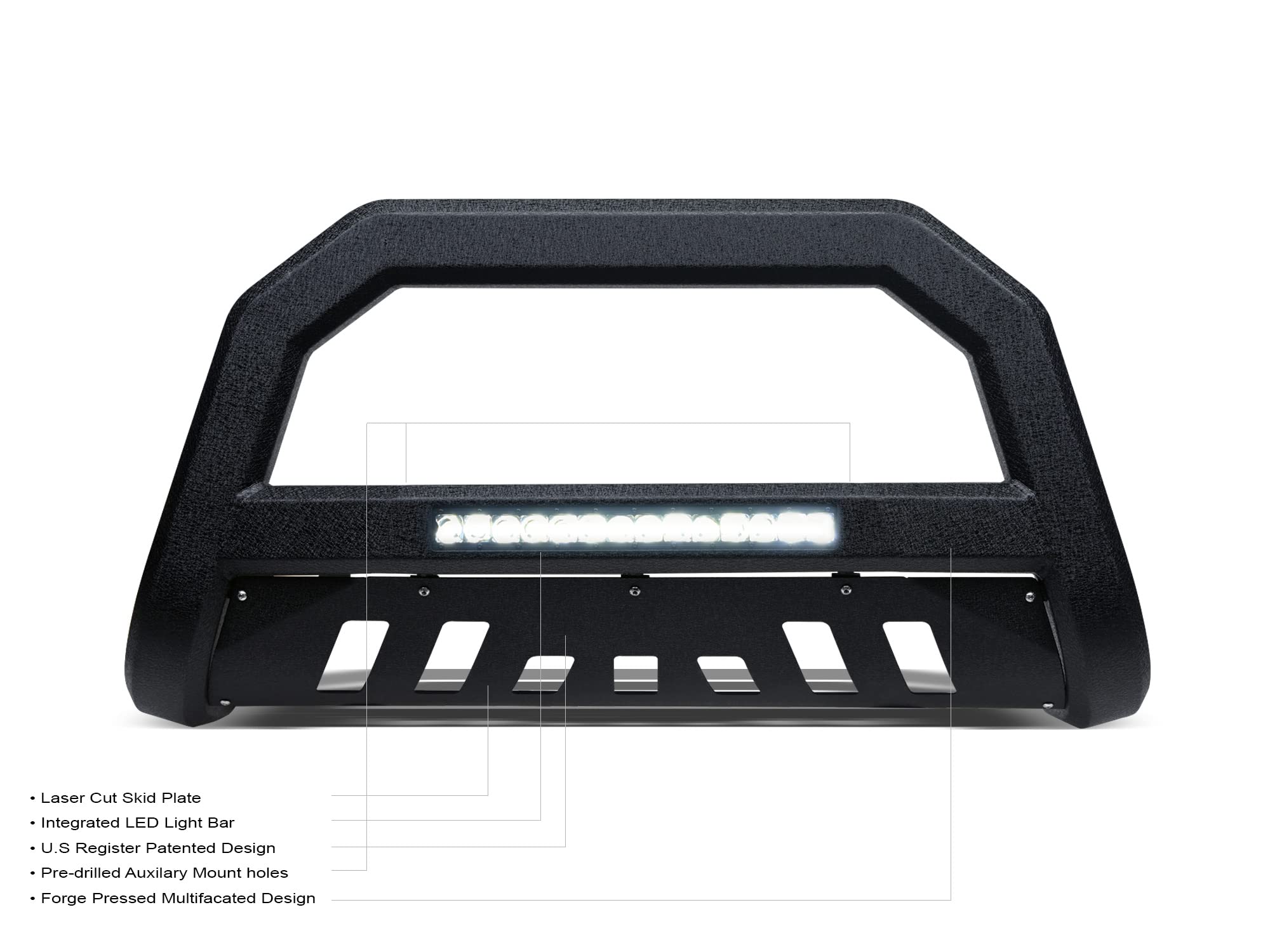Armordillo 7180871 AR Series Aluminum Bull Bar Bumper Guard with LED Light - Textured Black for 1998-2012 Ford Ranger | Off-Road Protection & Style Upgrade for Truck Enthusiasts