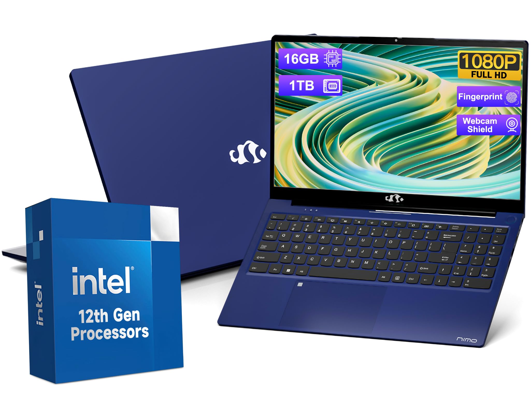 NIMO 15.6 Inch FHD IPS Laptop - 16GB RAM, 1TB SSD, WiFi 11, Backlit Keyboard & Fingerprint | Lightweight Computer for Work, Study & Entertainment | Perfect for Remote Work, Online Classes & Gaming
