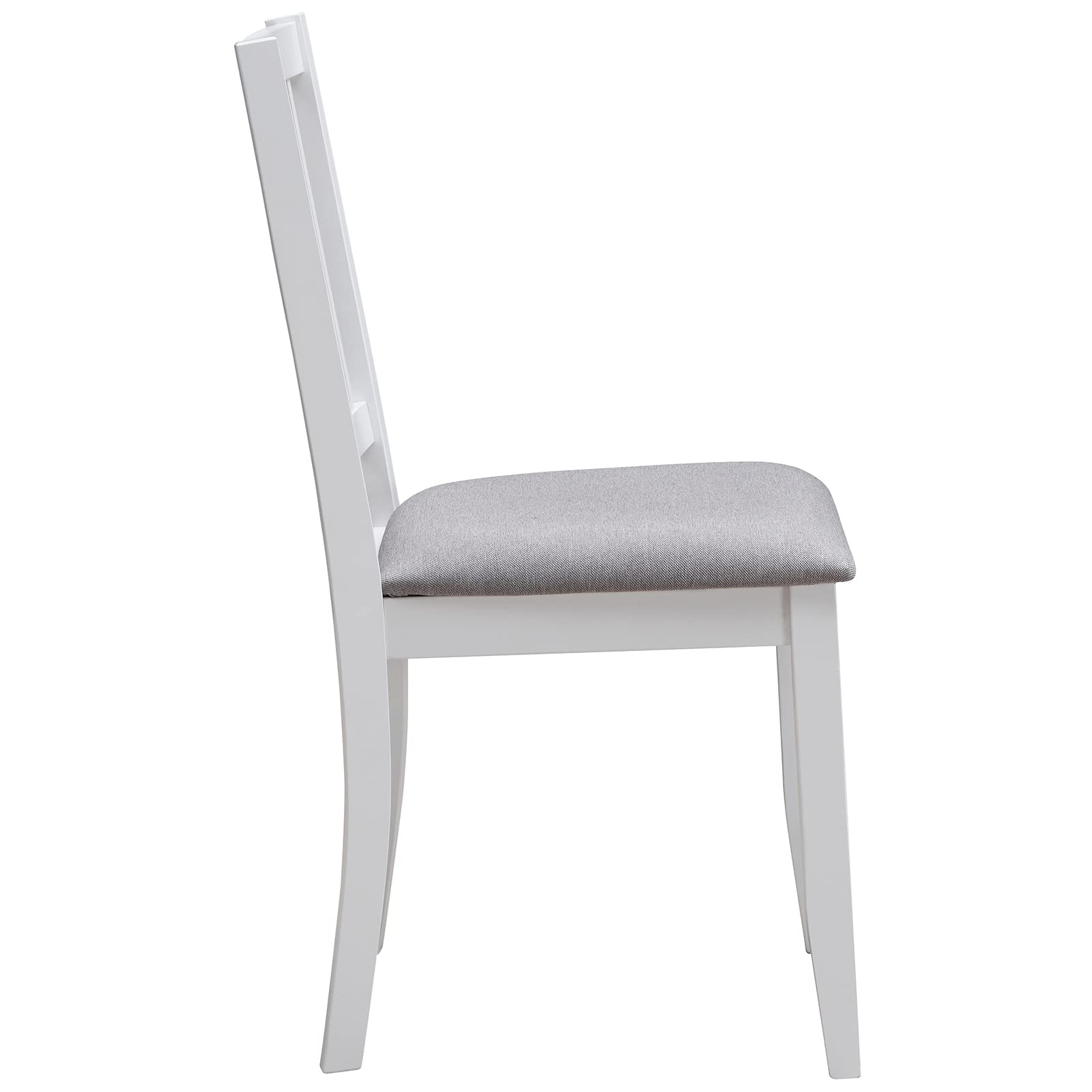 DUHOME 2-Piece Dining Chair Set - Solid Rubber Wood Kitchen Chairs with Comfortable Fabric Seat & Backrest - Armless Modern Dining Room Chairs for Home, Restaurant, Cafe (White) - Perfect for Small Spaces, Breakfast Nooks & Casual Dining Areas