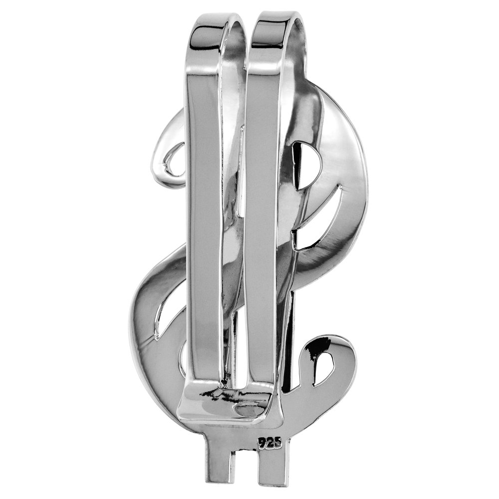 Handmade Sterling Silver Dollar Sign Money Clip - 1 1/8 X 2 1/4 Inch - Perfect for Cash, Credit Cards & Gift Giving