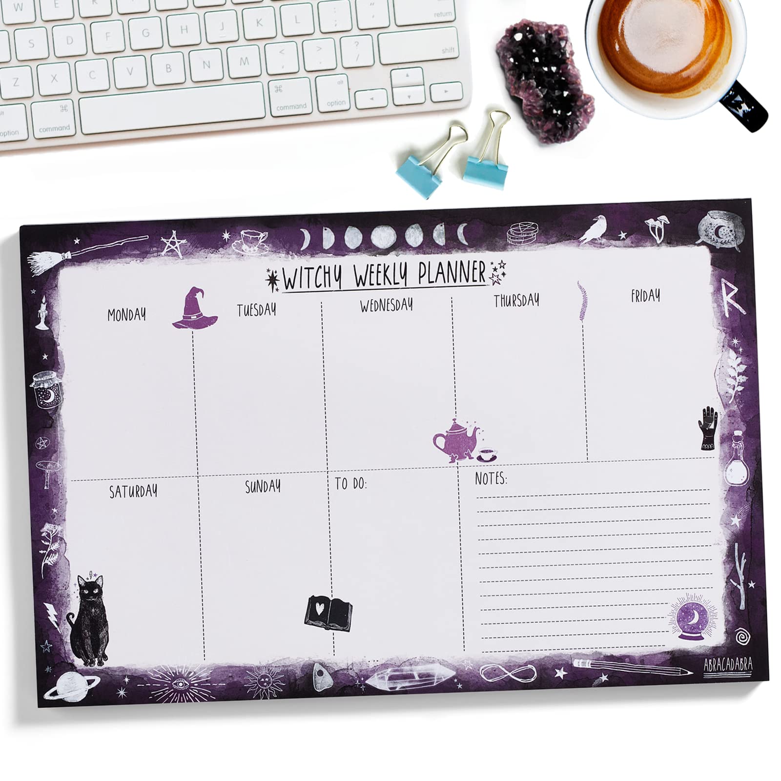 Witchy Weekly Planner Notepad - Undated Big Agenda for Office & Desk Decor - Yule & Christmas Gifts for Women 2025 | Perfect for Wiccan Altars, Gothic Home Decor & Witchcraft Journals