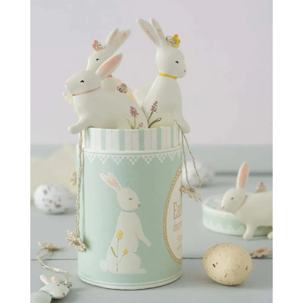 Maileg Easter Bunny Ornaments Set of 5 - Handmade Scandinavian-Style Bunny Decorations for Easter Tree, Gift Baskets & Spring Home Decor