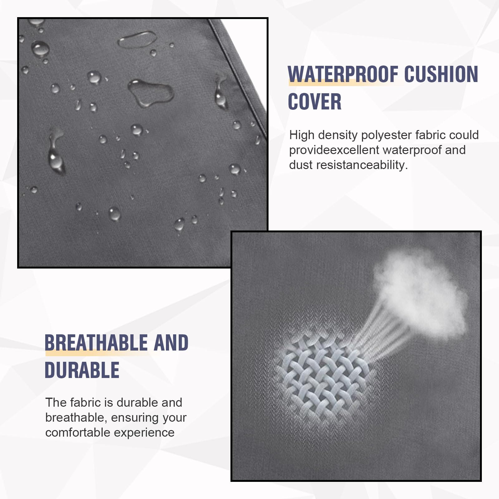 Crownland 14-Piece Outdoor Patio Furniture Cushion Covers Set - 6 Seat Cushion Covers & 8 Back Covers with Zipper Design, Waterproof & UV-Resistant for Sofa, Couch Replacement (Grey) - Perfect for Backyard, Deck, Poolside & Garden Furniture Protection