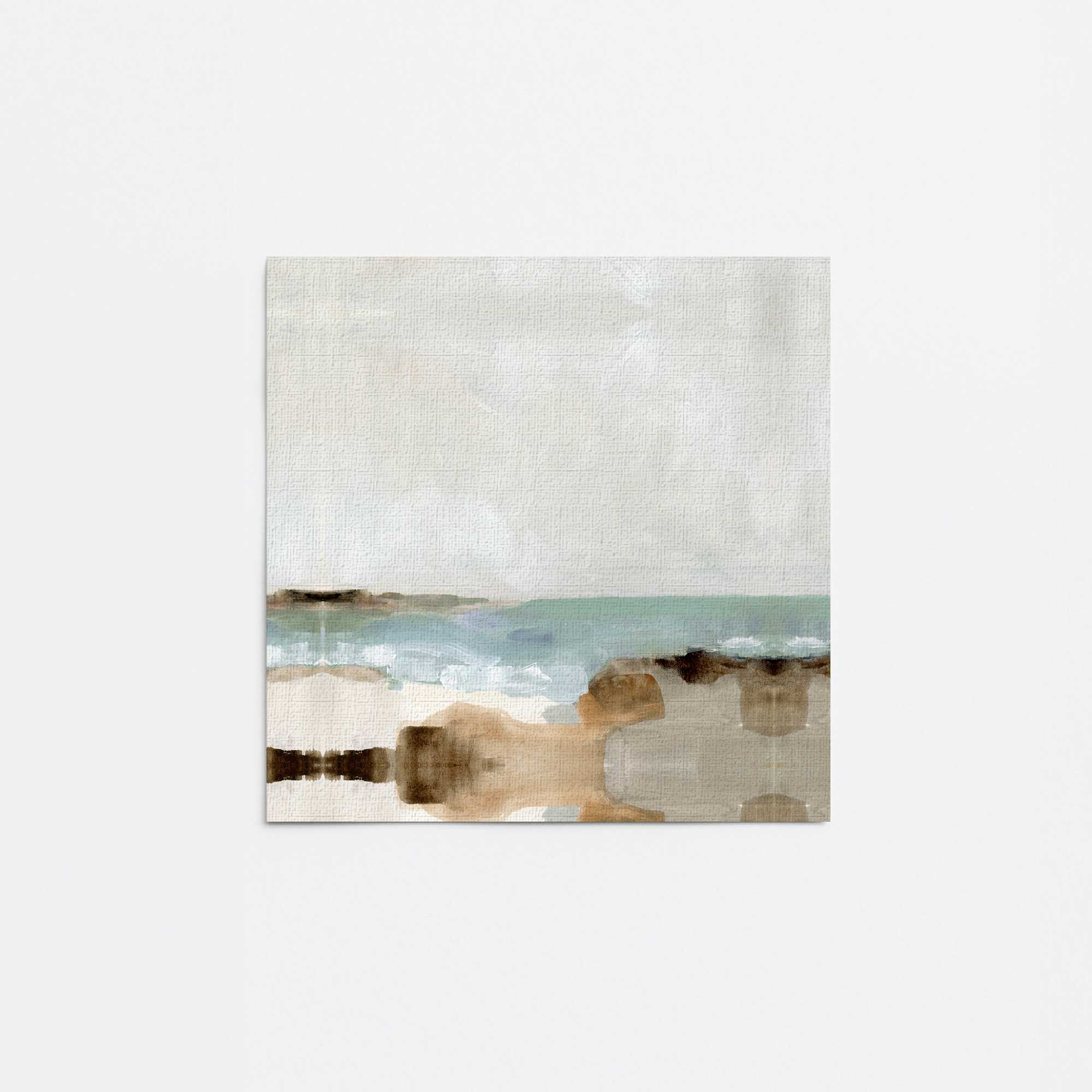 Gentle Tides and Sky Canvas Wall Art Print - Ocean Beach Landscape Painting for Living Room, Bedroom & Office Decor