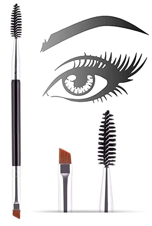 Jnkb Double Ended Eyebrow Brush & Spoolie - Angled Brow Brush for Precision Application & Blending of Eyebrow Powders, Waxes & Gels - Professional Makeup Tool for Perfect Brows - Ideal for Everyday Makeup & Salon Use