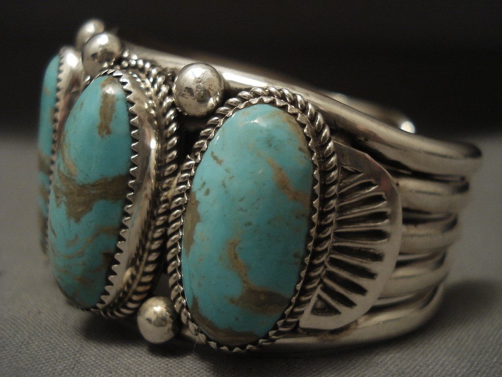 136g Heavy Vintage Navajo #8 Turquoise Native American Silver Bracelet - Handmade Southwest Jewelry for Women, Boho Fashion & Gift Ideas