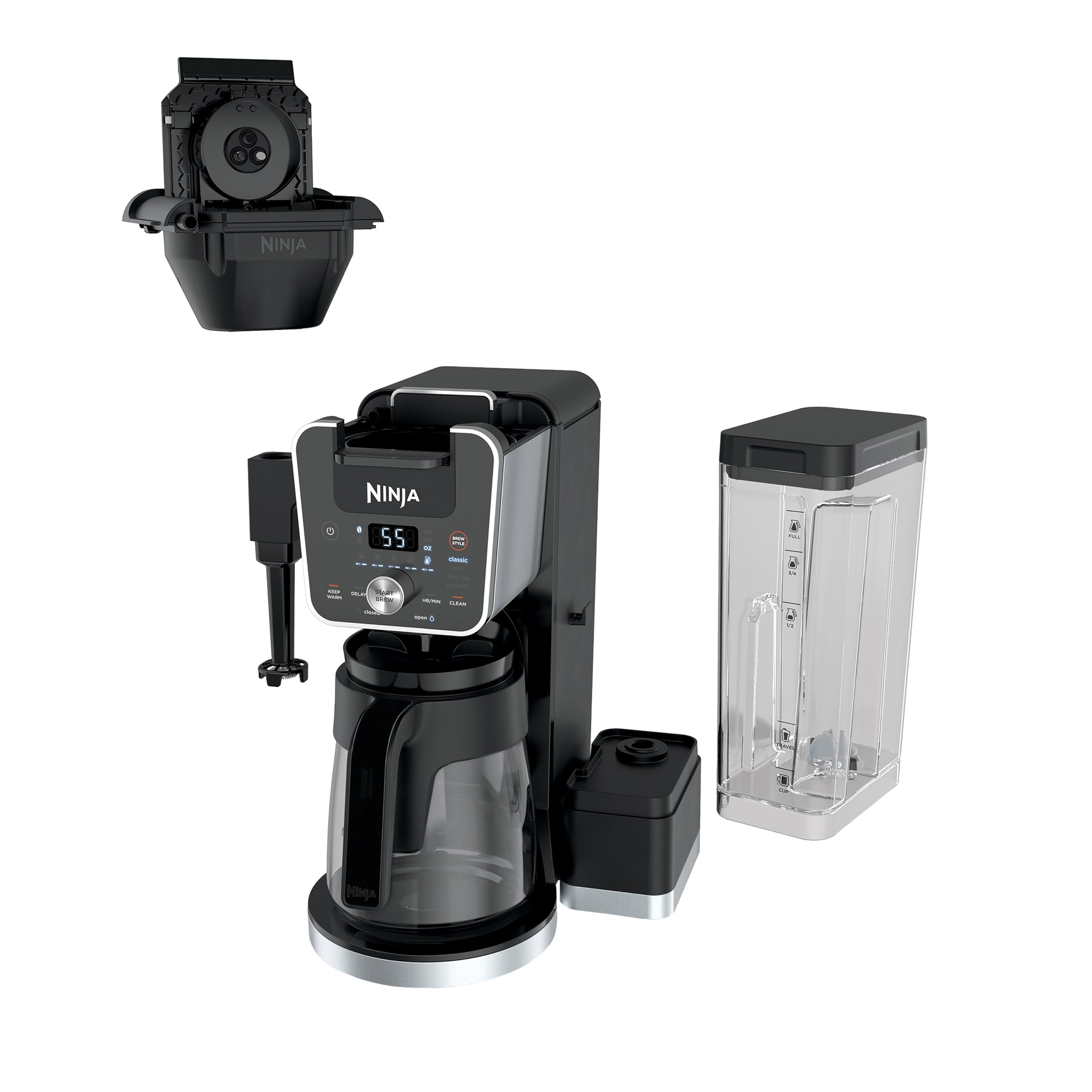 Ninja CFP451CO DualBrew System 14-Cup Coffee Maker - Single-Serve Pods & Grounds Compatible, 4 Brew Styles, Built-In Fold Away Frother, 70oz Water Reservoir & Carafe - Black (Renewed) - Perfect for Home, Office, and Entertaining Guests