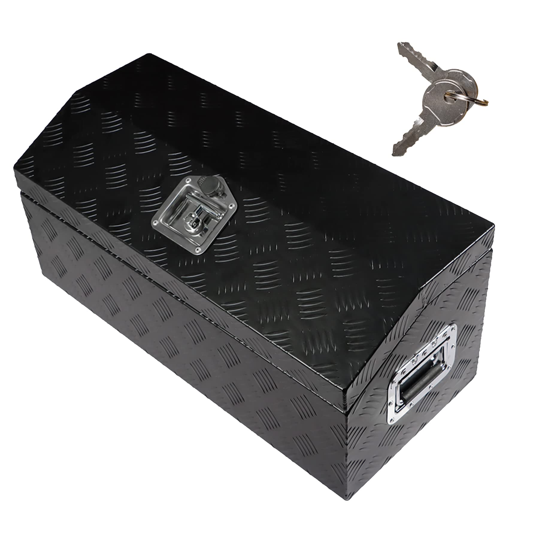 30 Inch Black Aluminum Tool Box with Lock & Key - Heavy Duty ATV, Truck, Pickup & RV Storage Solution for Secure Outdoor Equipment Organization