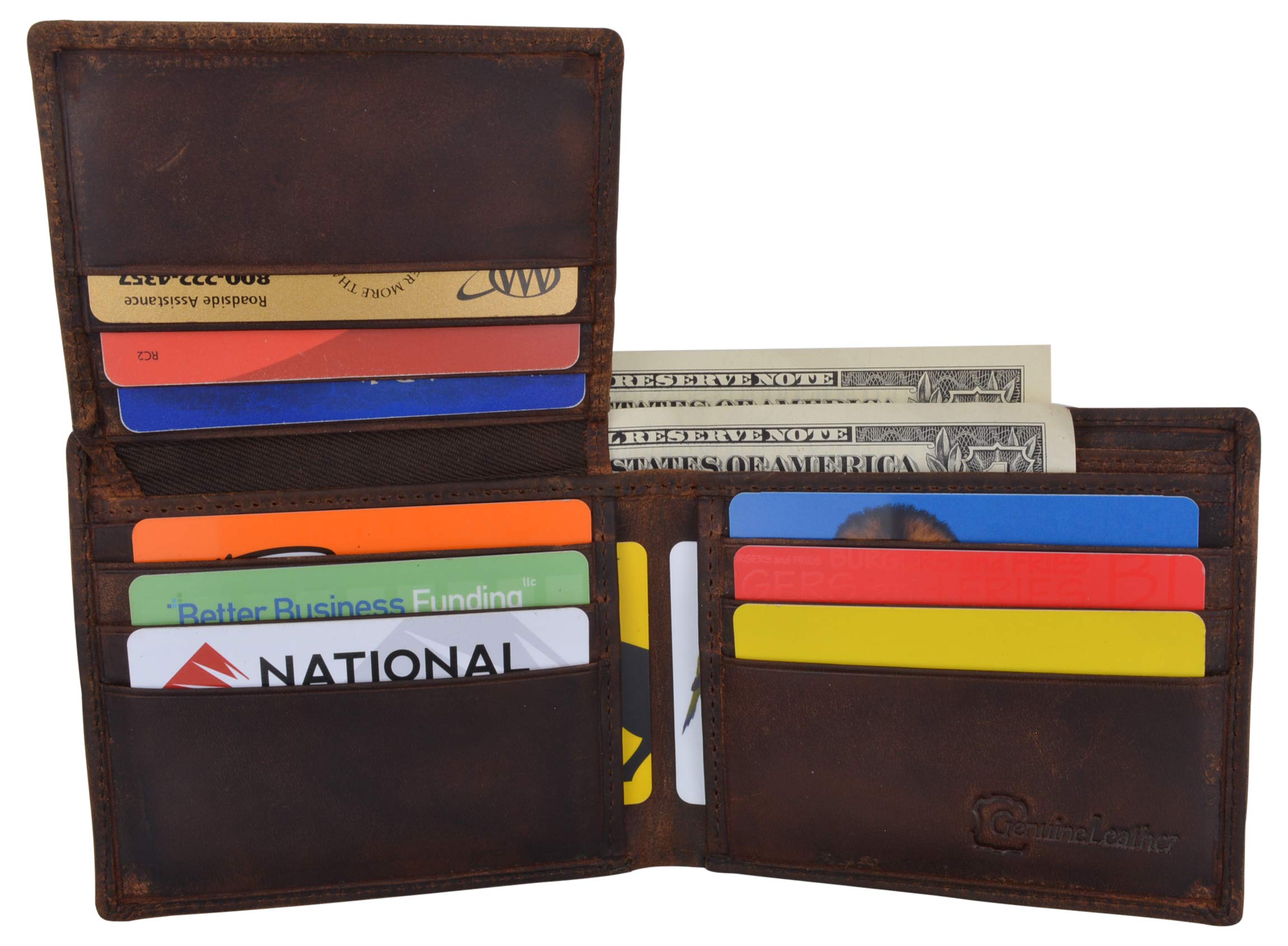 Los Angeles Men's RFID Blocking Genuine Leather Bifold Wallet - Slim Card Holder for Credit Cards & ID - Perfect for Travel, Business & Everyday Use