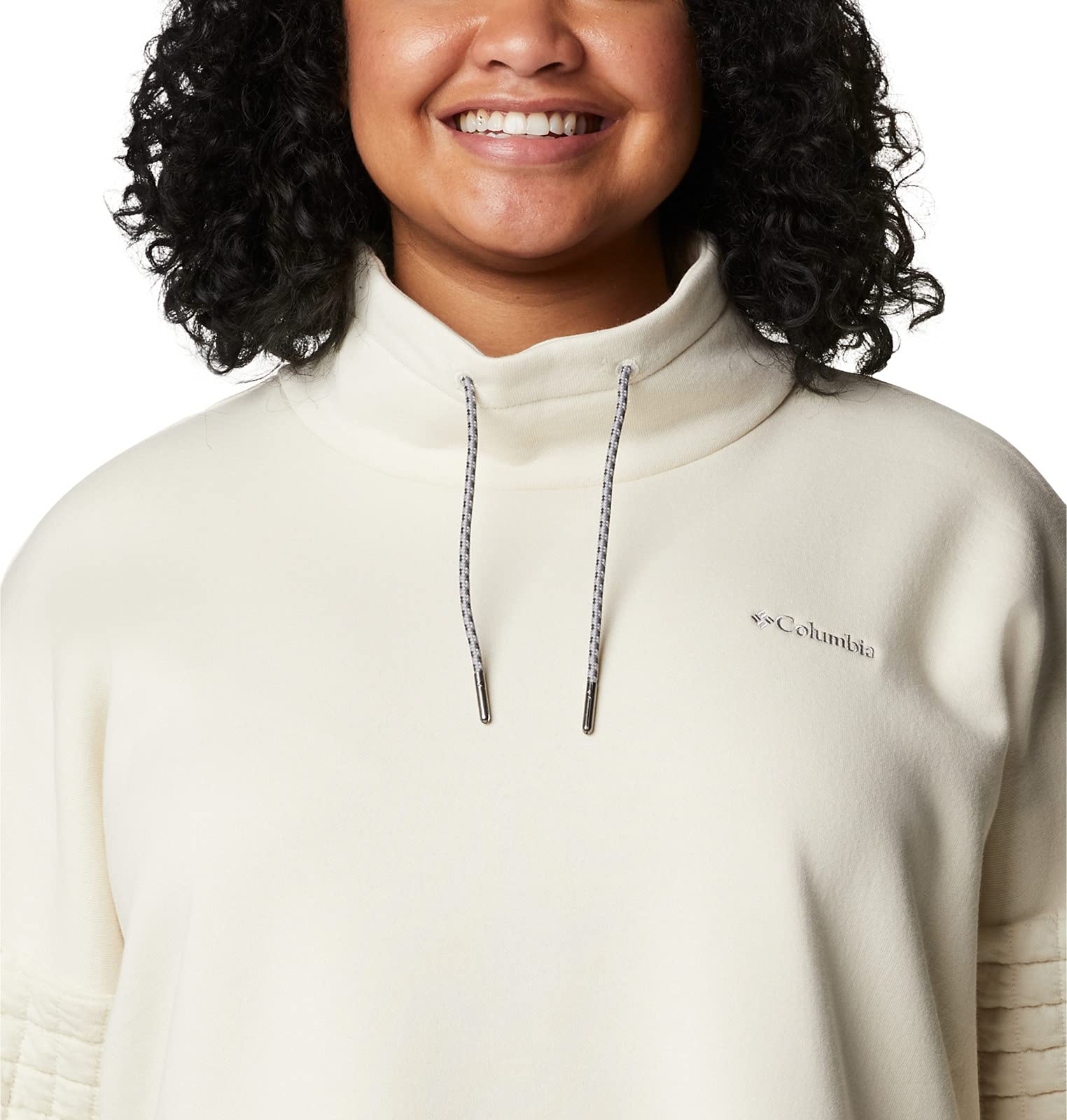 Columbia Women's Sunday Summit Oversized Funnel Neck Fleece Jacket - Chalk (Medium) | Warm Winter Outerwear for Hiking, Camping & Outdoor Adventures
