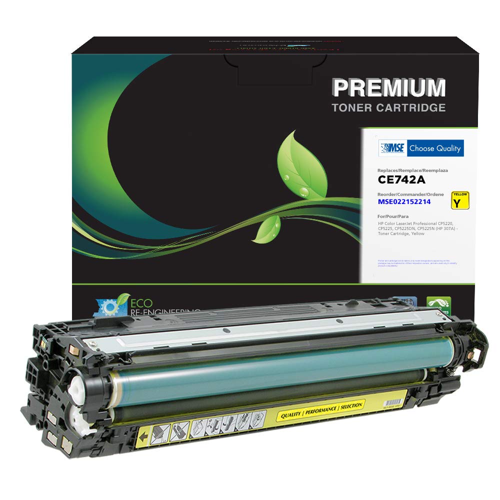 High-Quality MSE Remanufactured Yellow Toner Cartridge Replacement for HP CE742A/HP 307A - Compatible with HP Printers | Perfect for Home Office & Small Business Printing Needs