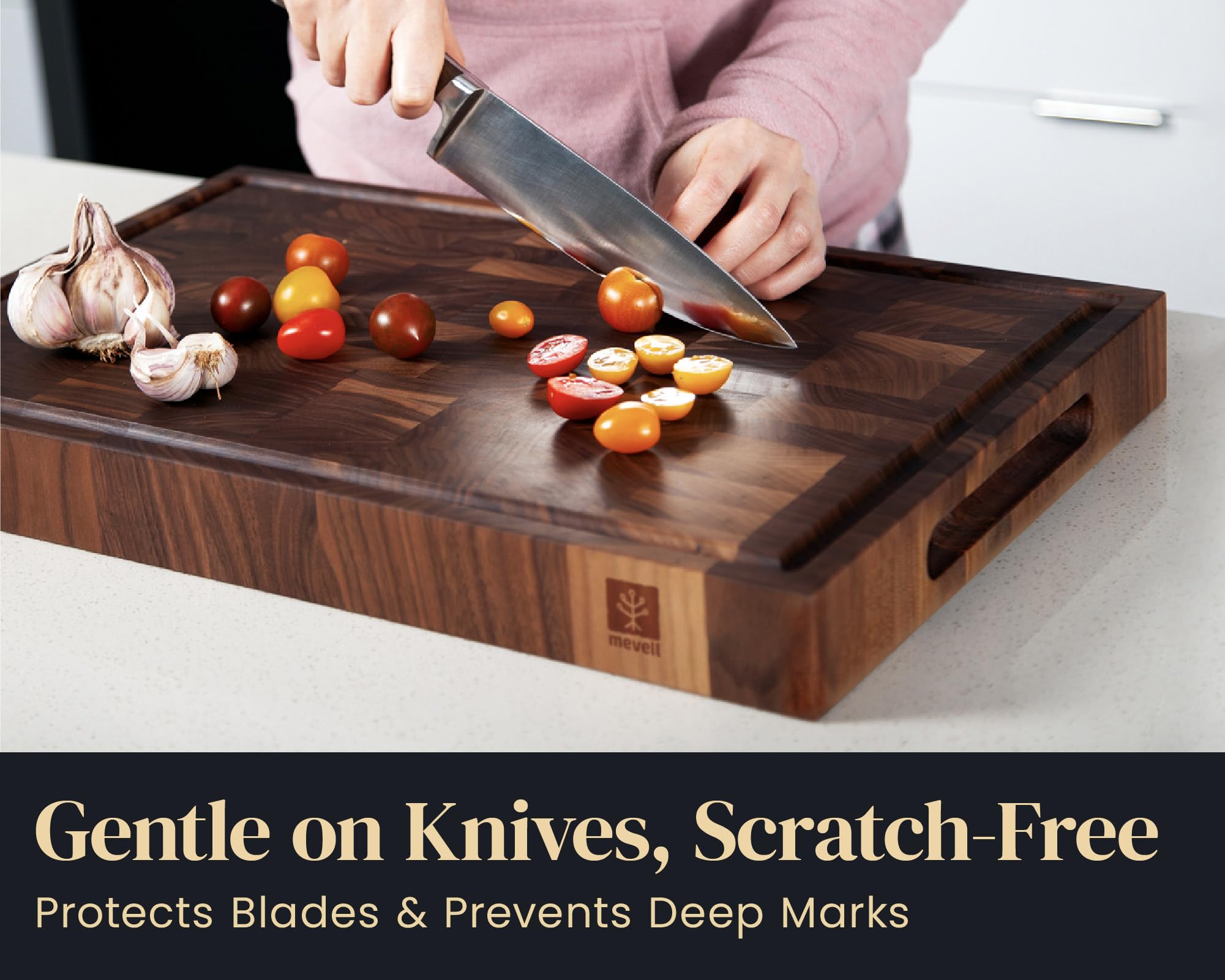 Premium Walnut Wood Cutting Board for Kitchen - Reversible Chopping Board with Juice Grooves & Handles - 20