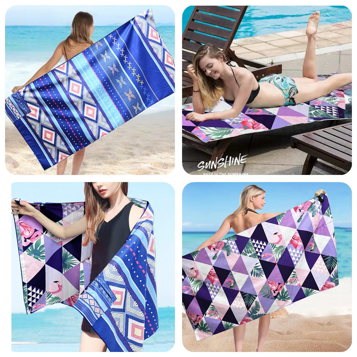 HAOKUN Boho Oversized Beach Towel - Quick Dry Microfiber Sand Free Towel 31