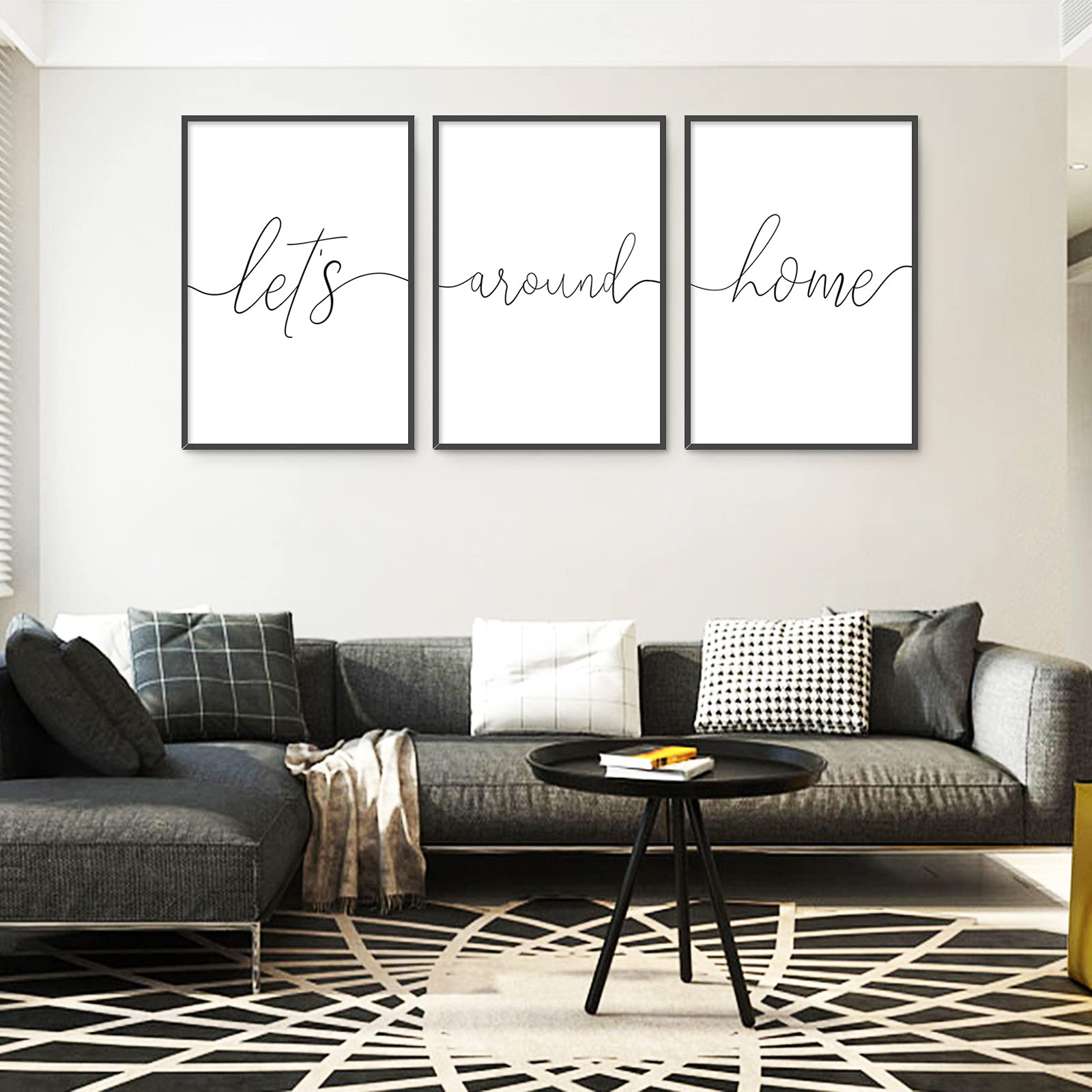 Let's Stay Home Wall Art - Minimalist Canvas Painting with Inspirational Quote - Modern Living Room & Bedroom Decor - 24x36 Inches Unframed - Perfect for Home Office, Nursery, or Gift