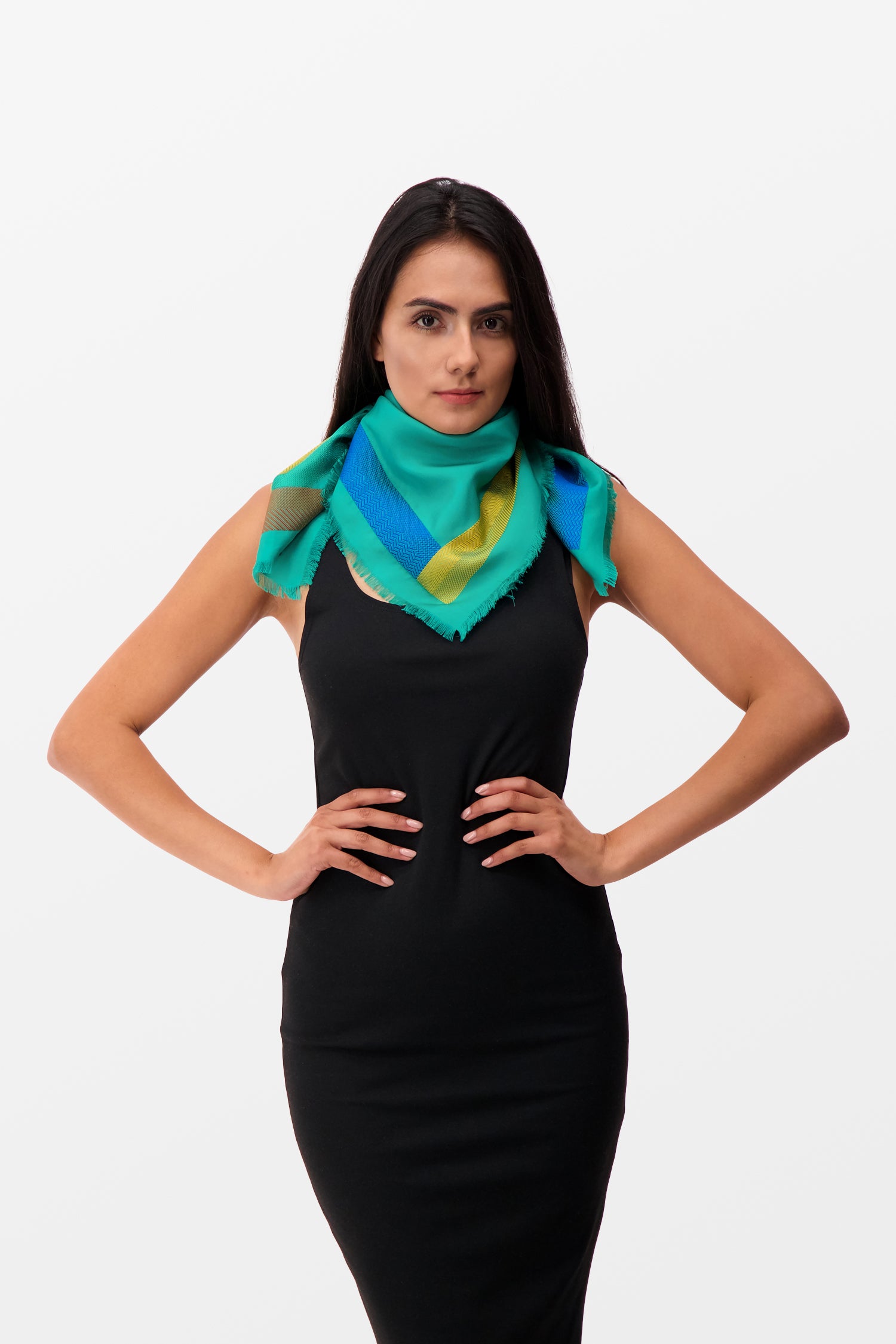 Jimmy Choo Green Foulard Silk Scarf for Women - Luxury Fashion Accessory for Office, Party & Travel