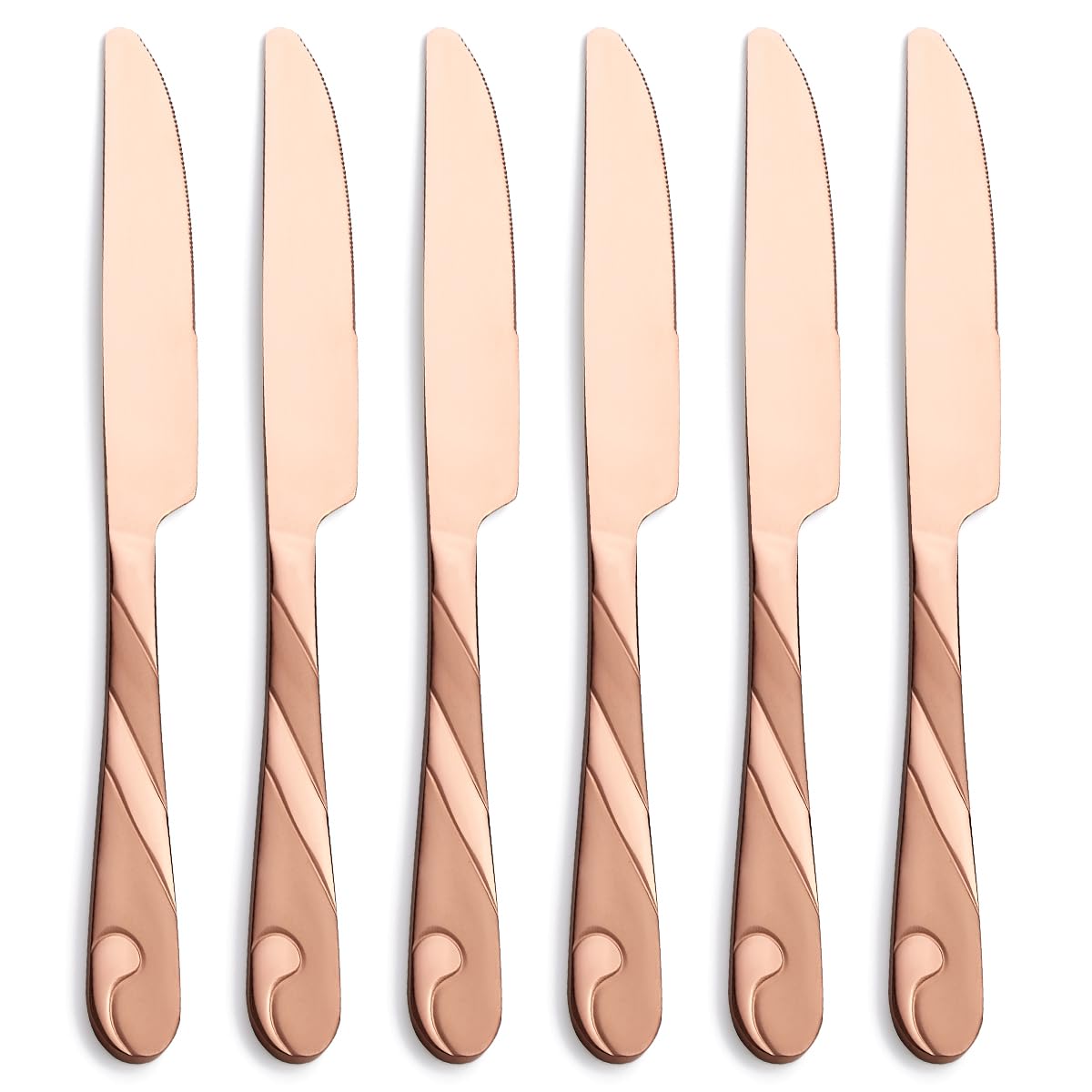 Premium Rose Gold Dinner Knife Set - 6-Piece 9.2