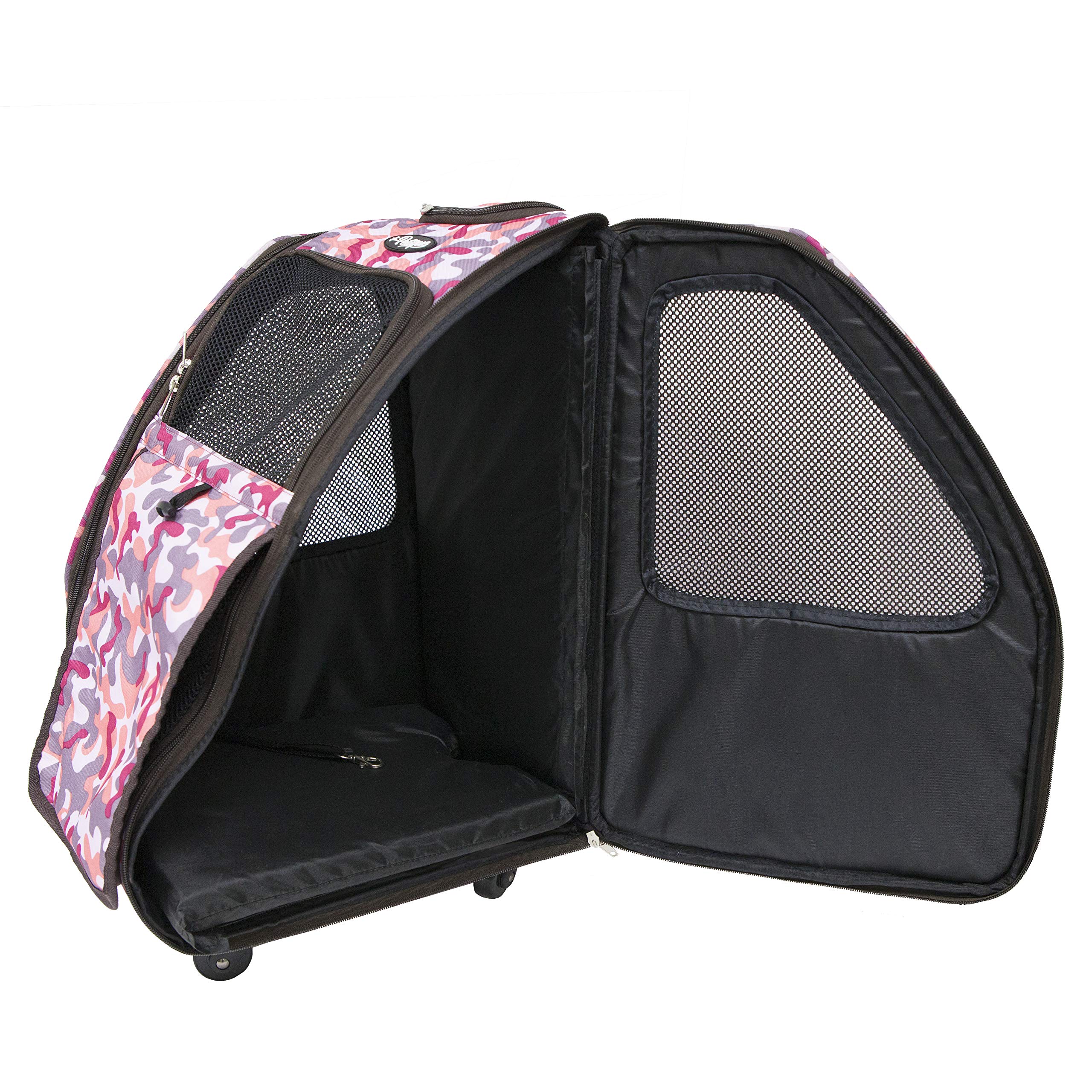 Petique Pink Camo 5-in-1 Complete Travel System with Pet Carrier & Stroller for Small Dogs & Cats | Portable for Car, Airplane & Outdoor Adventures