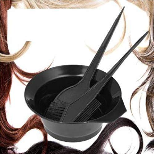 Professional Hair Color Mixing Bowl with Brush - 3-Piece Hair Dyeing Kit for Salon & Home Use - Perfect for DIY Hair Coloring, Highlights, and Balayage (Black)