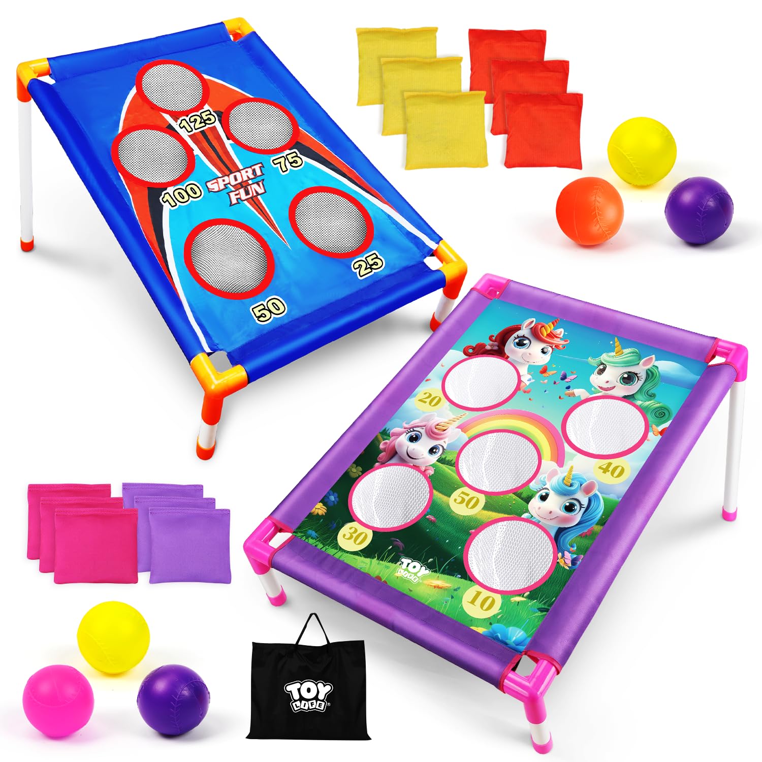 TOY Life Bean Bag Toss Game Set - Classic Cornhole Outdoor Play for Kids Ages 4-8 - Backyard Lawn Games & Fun Outdoor Activities - Perfect for Family Gatherings, Birthday Parties and Picnics