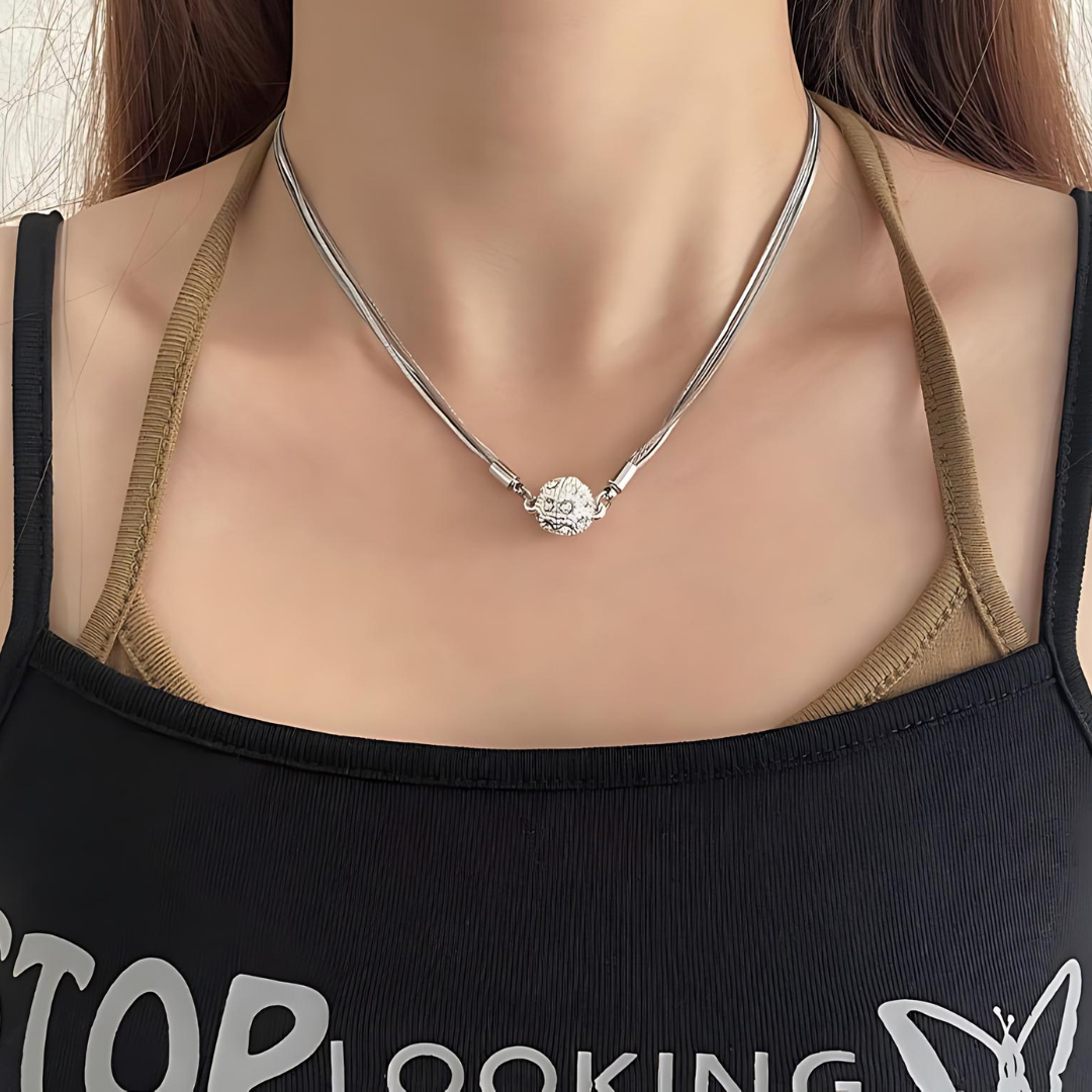 Sparkly Magnetic Ball Multistrand Choker Necklace for Women | Adjustable Magnetic Closure | Elegant Layered Beaded Necklace for Party, Wedding & Evening Wear (Style A8407)