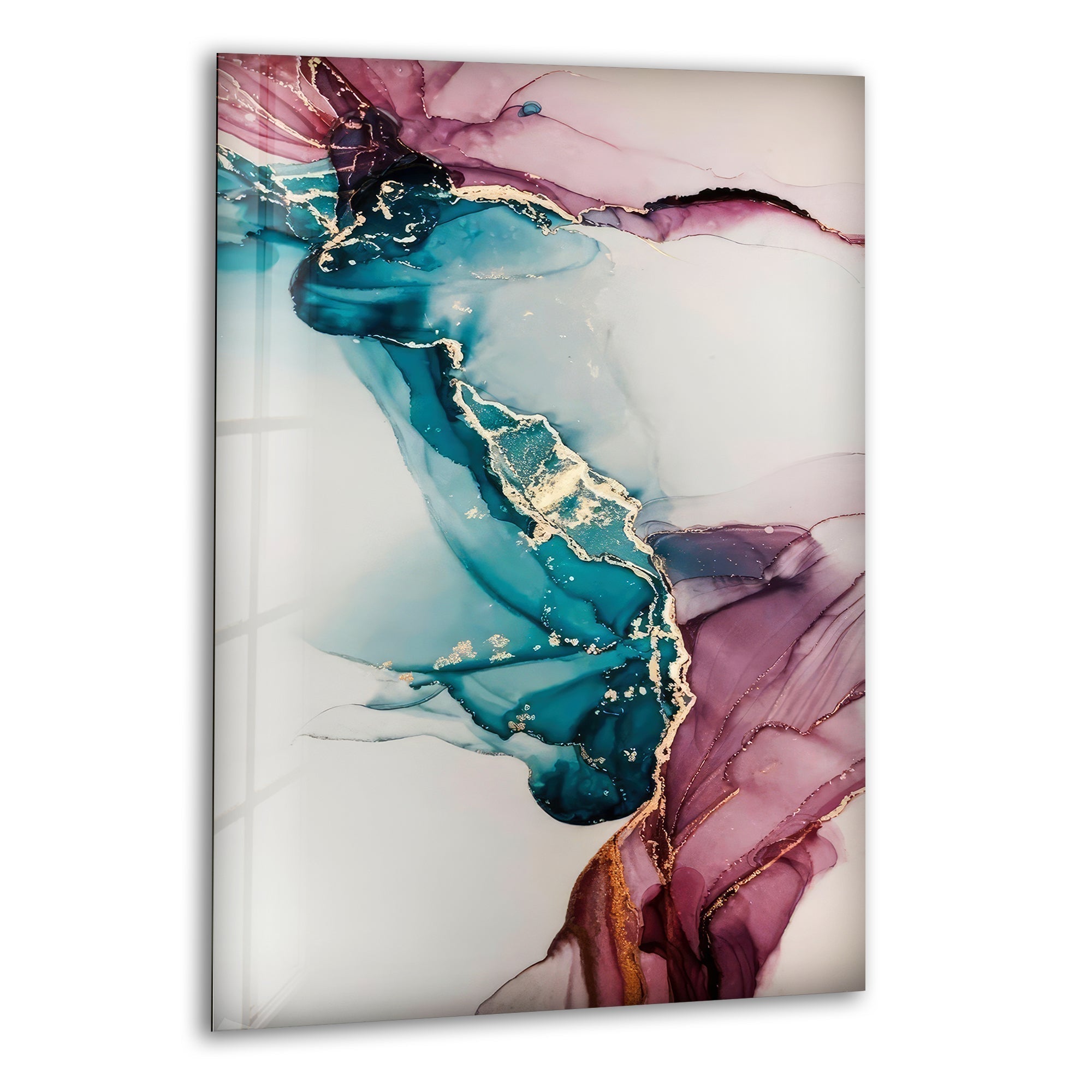 Abstract Pictorial Art Glass Wall Decor - Modern Handmade Glass Art for Living Room, Bedroom & Office - Unique Home & Interior Design Decorations