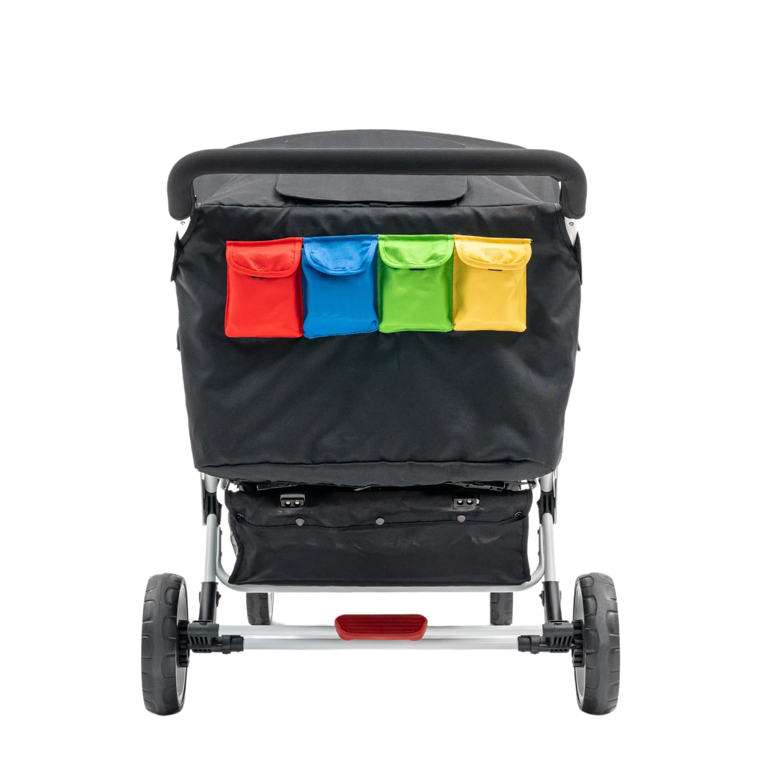 Familidoo H4E 4-Seater Quad Stroller with Double Canopy & Rain Cover - All Reclining Seats with 5-Point Safety Harness - Backseat Footrest Extension for Infants 0-36 Months - Perfect for Large Families, Twins, or Daycare Use