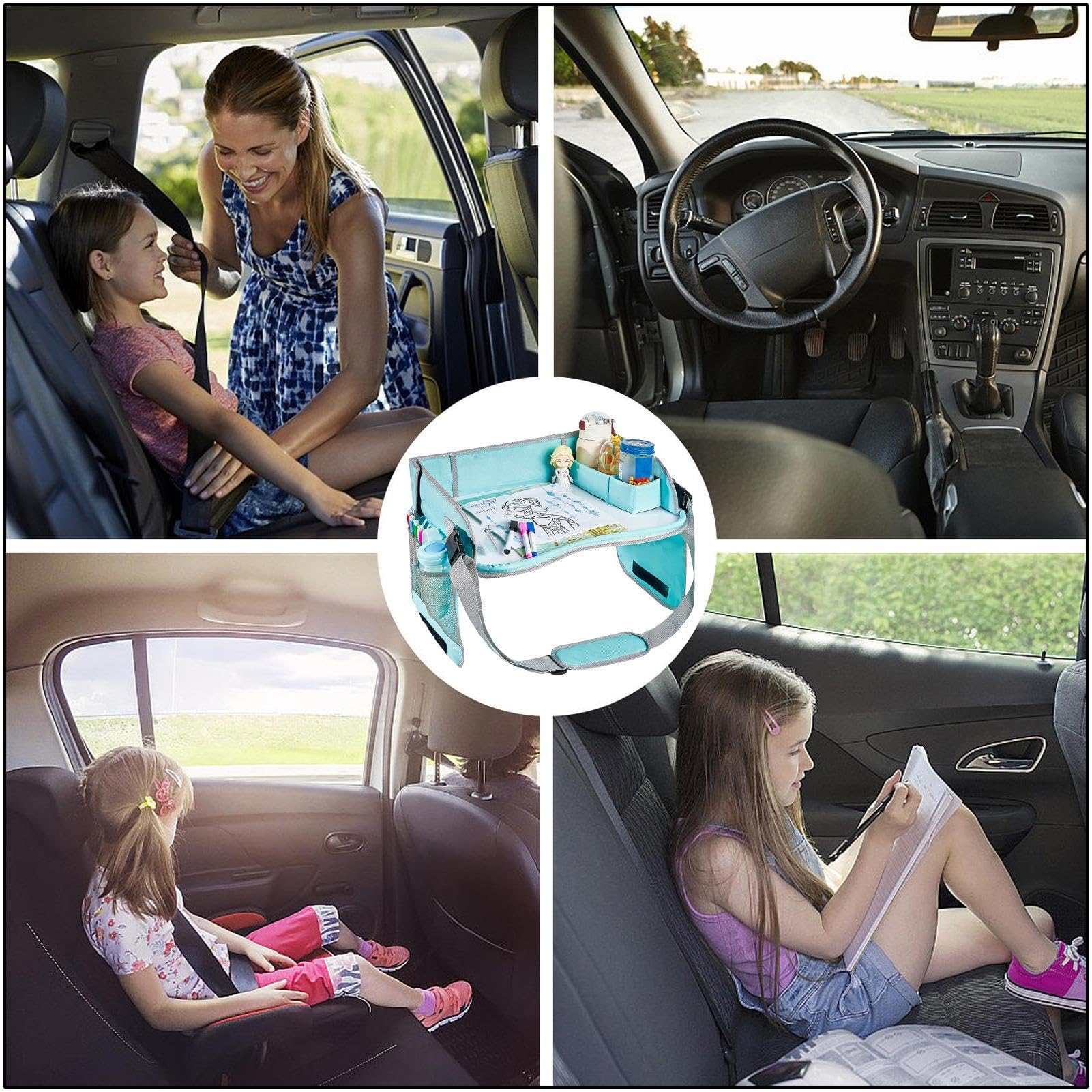 Portable Kids Car Seat Tray - Toddler Travel Snack & Activity Tray for Strollers, Airplanes & Road Trips | Durable Lap Tray for Eating, Drawing & Playing On-The-Go | Perfect for Toddlers 1-5 Years Old