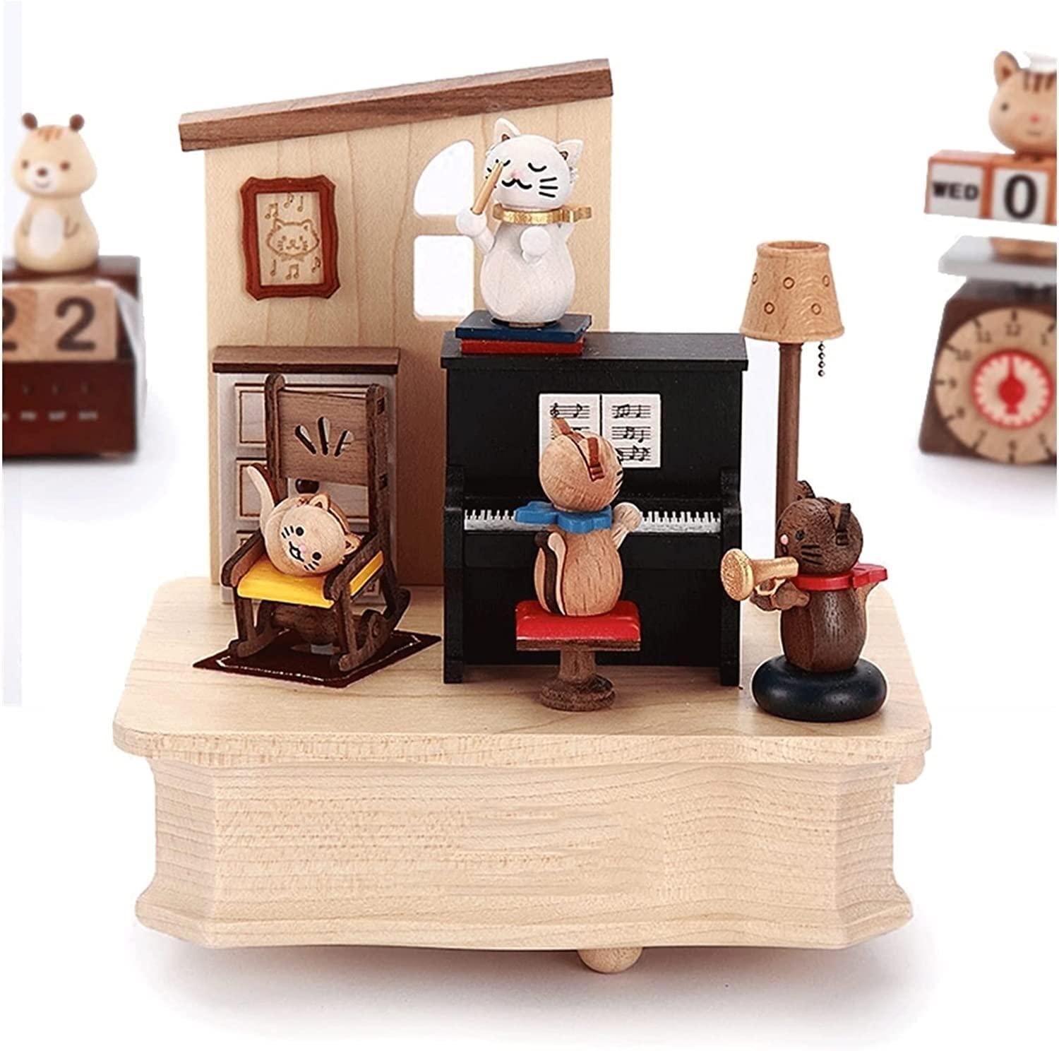Cat Music Box - Handcrafted Piano Music Box Gift for Girls, Boys & Kids | Perfect Birthday Present with 4 Cats Conducting | Ideal for Bedroom Decor, Nursery, and Special Occasions