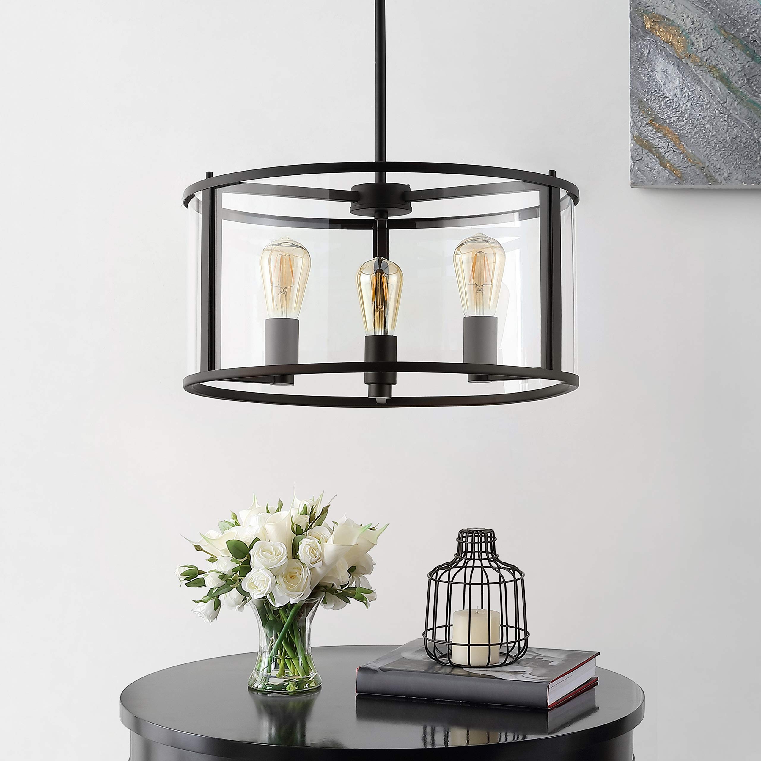 3-Light Black LED Adjustable Pendant Lighting Fixture - 16