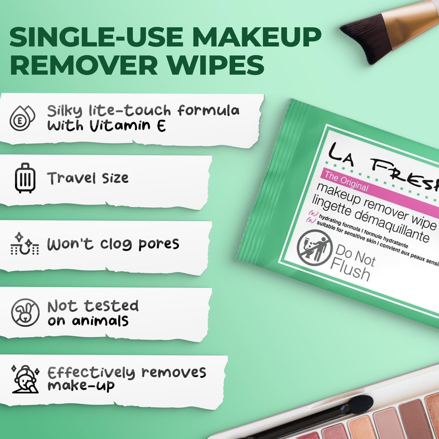 LA Fresh Makeup Remover Wipes with Vitamin E for Waterproof Makeup - Gentle Face Cleansing Wipes for Sensitive Skin, 1200ct Bulk Facial Wipes (Pack of 6) - Hypoallergenic, Oil-Free, Dermatologist Tested | Perfect for Travel, Gym, Daily Skincare & Makeup Removal